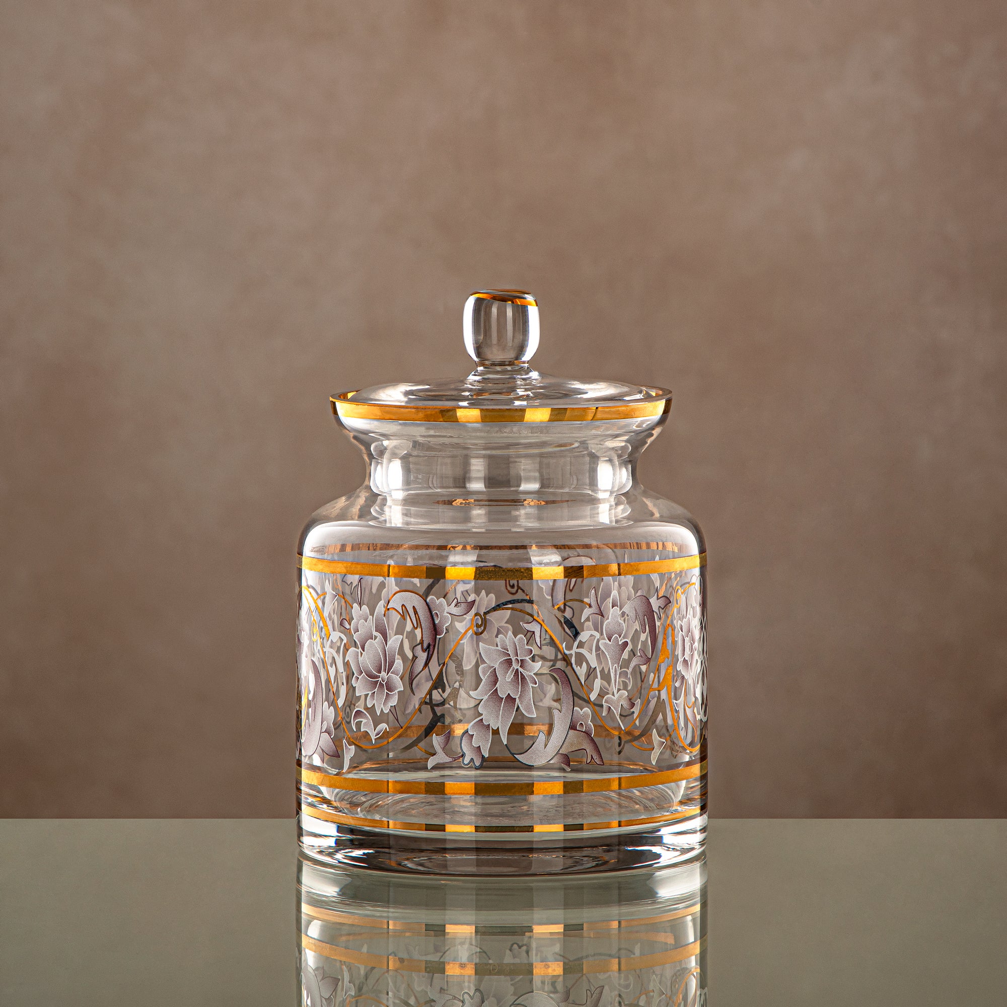 وعاء حلوى المرجان 800ML، زجاج، شفاف ونمط ذهبي (0186T-ZQDL) - تجمعات عائلية