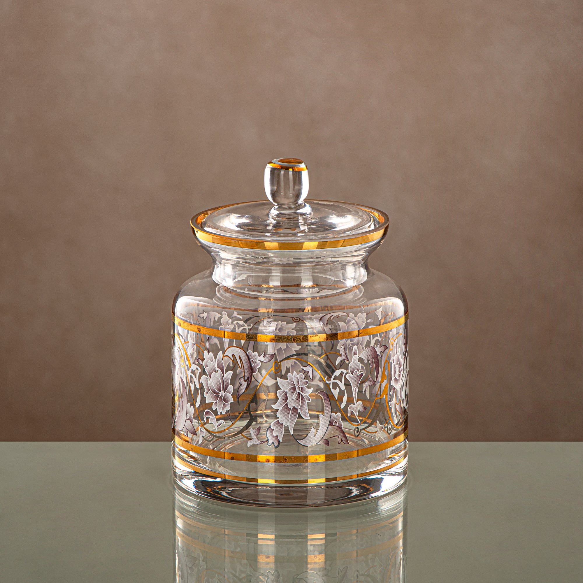 وعاء حلوى المرجان 800ML، زجاج، شفاف ونمط ذهبي (0186T-ZQDL) - تجمعات عائلية