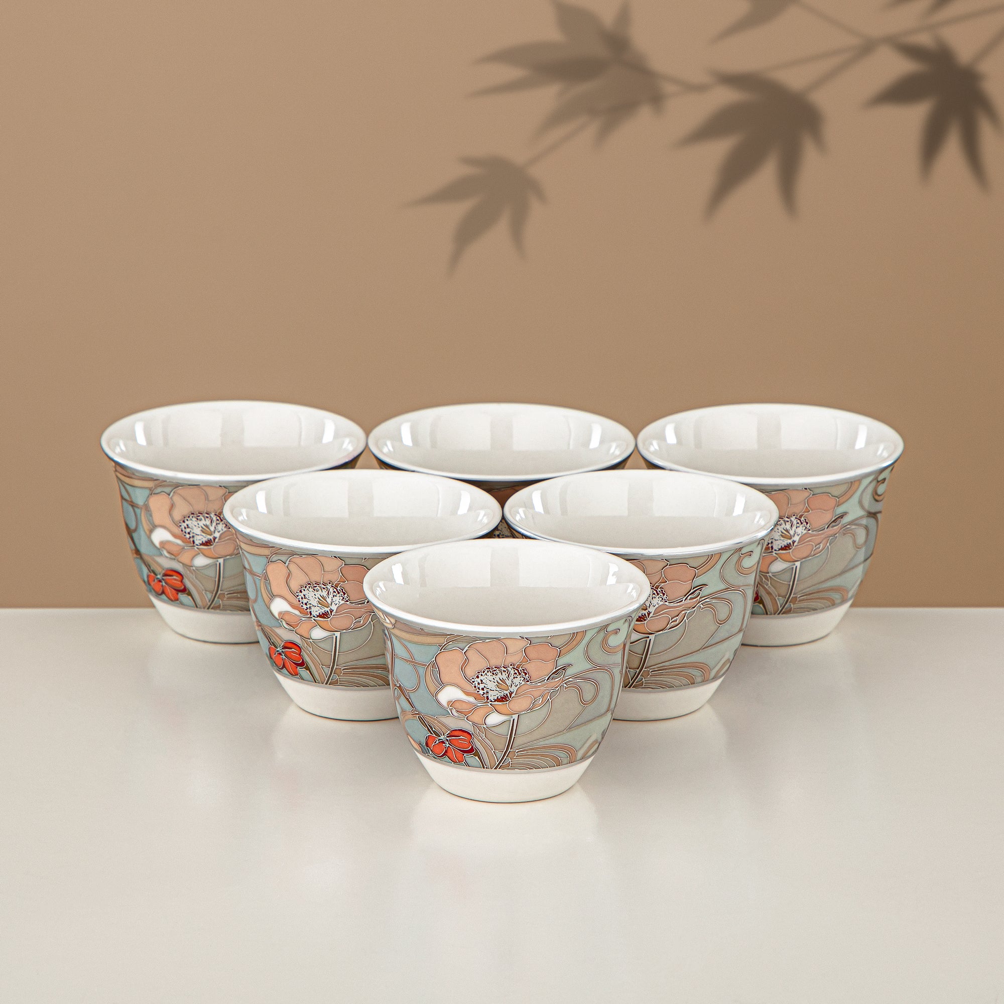 مجموعة طقم ترامس 24 قطعة، 1 لتر + 1 لتر، مزهر ومطفي فضي (24-JBH-TR-AZ02S) - مجموعة الشاي والقهوة الكاملة