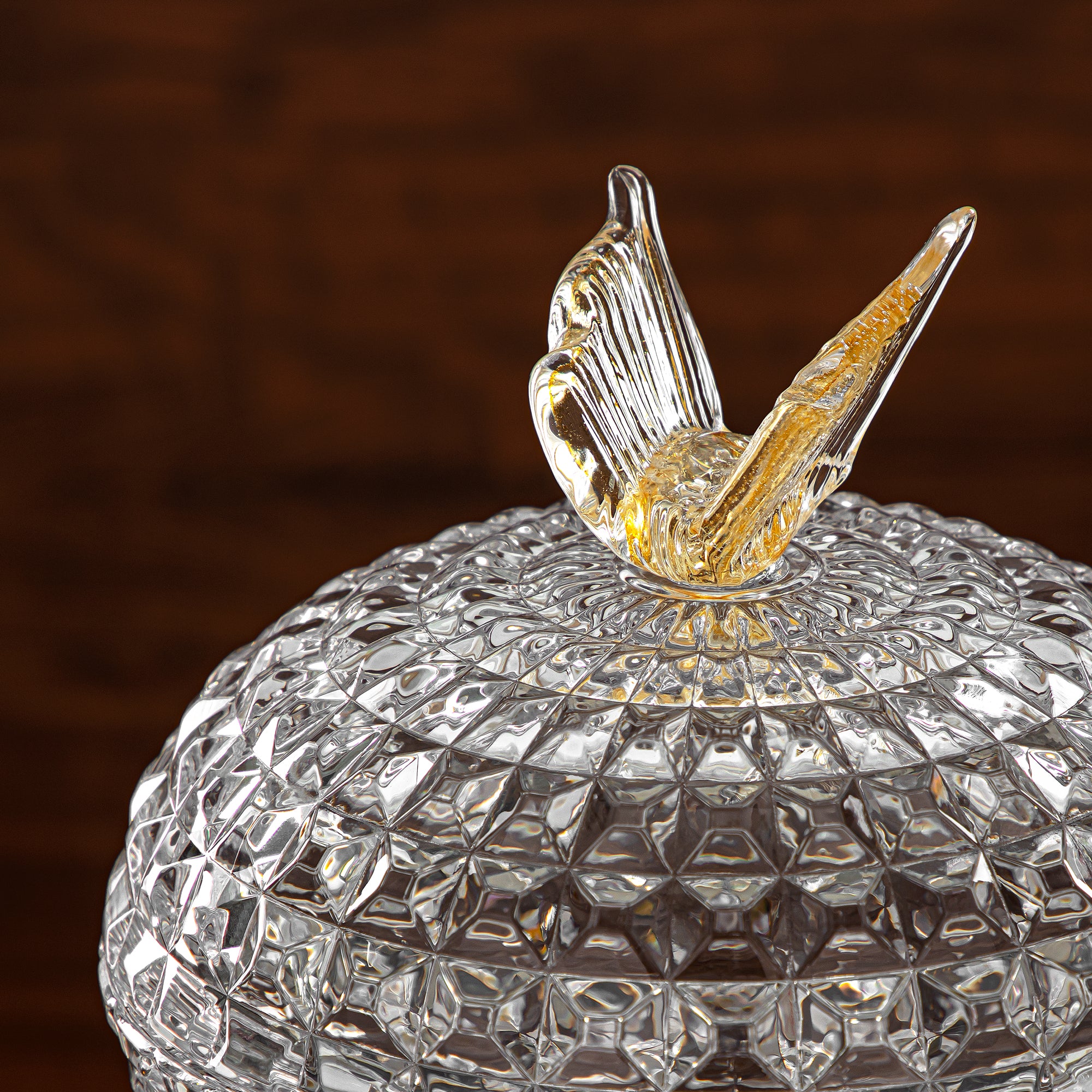 Almarjan Candy Bowl 20CM Glass Clear & Amber (42084-200-BA) Elegant Hosting Pieces