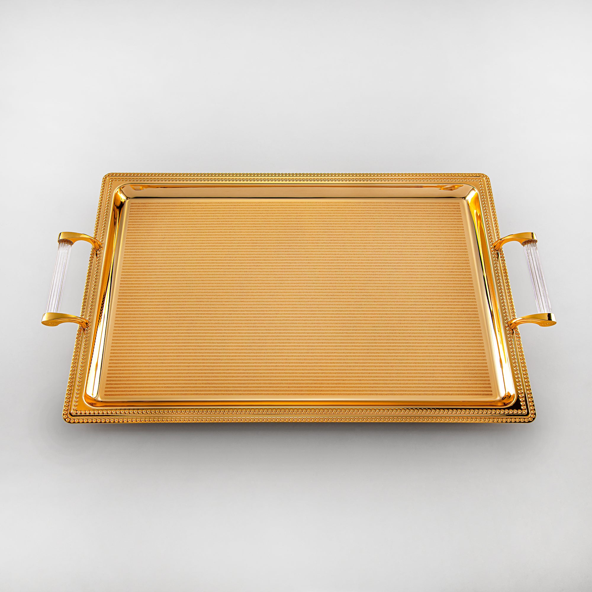 Almarjan Serving Tray Set - 3 Pieces, Golden (576XLLM-FG) | Ramadan & Special Occasions