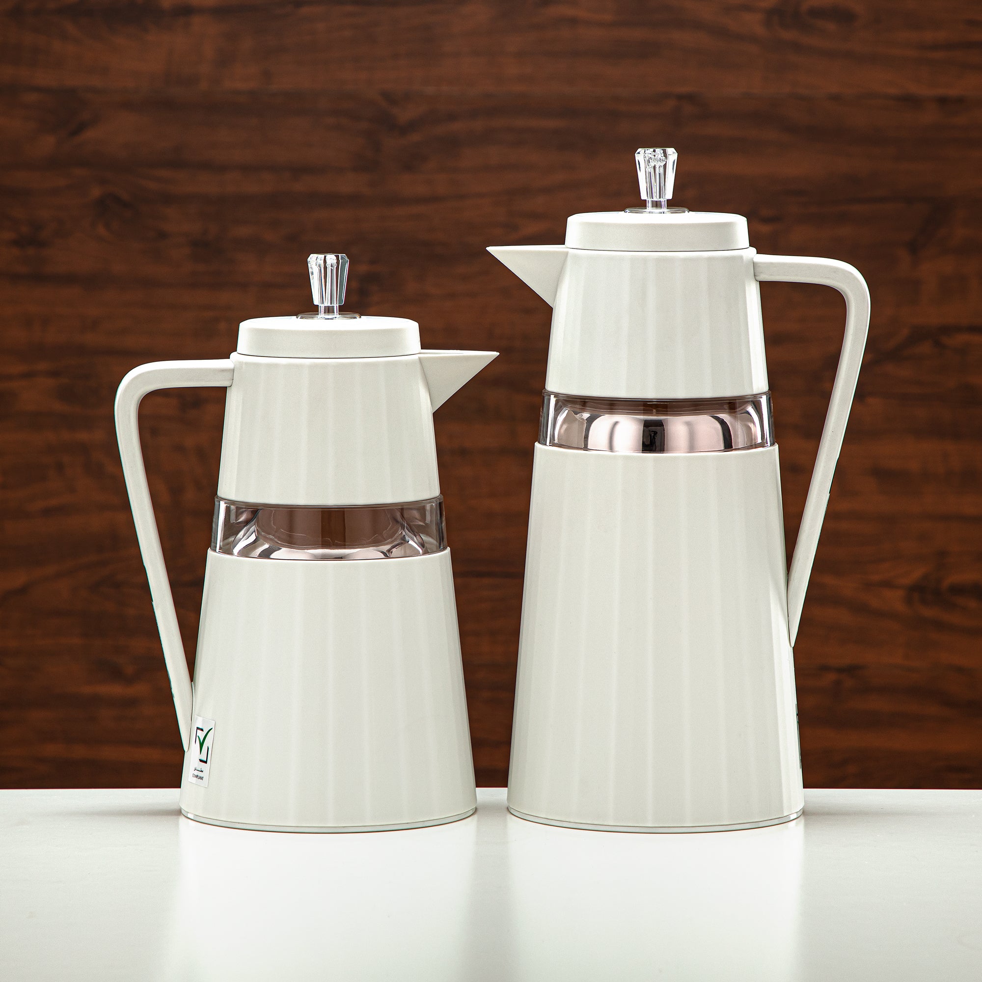 Almarjan 2 Pieces Vacuum Flask Set Ivory & Transparent - C77-IAC