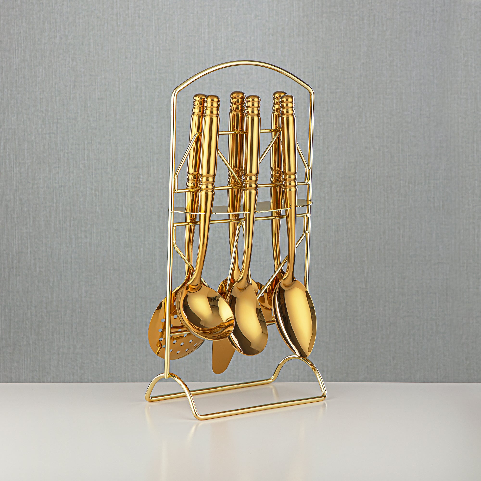 Almarjan Stainless Steel 7 Pieces Kitchen Tool Set Gold - CUT0010250