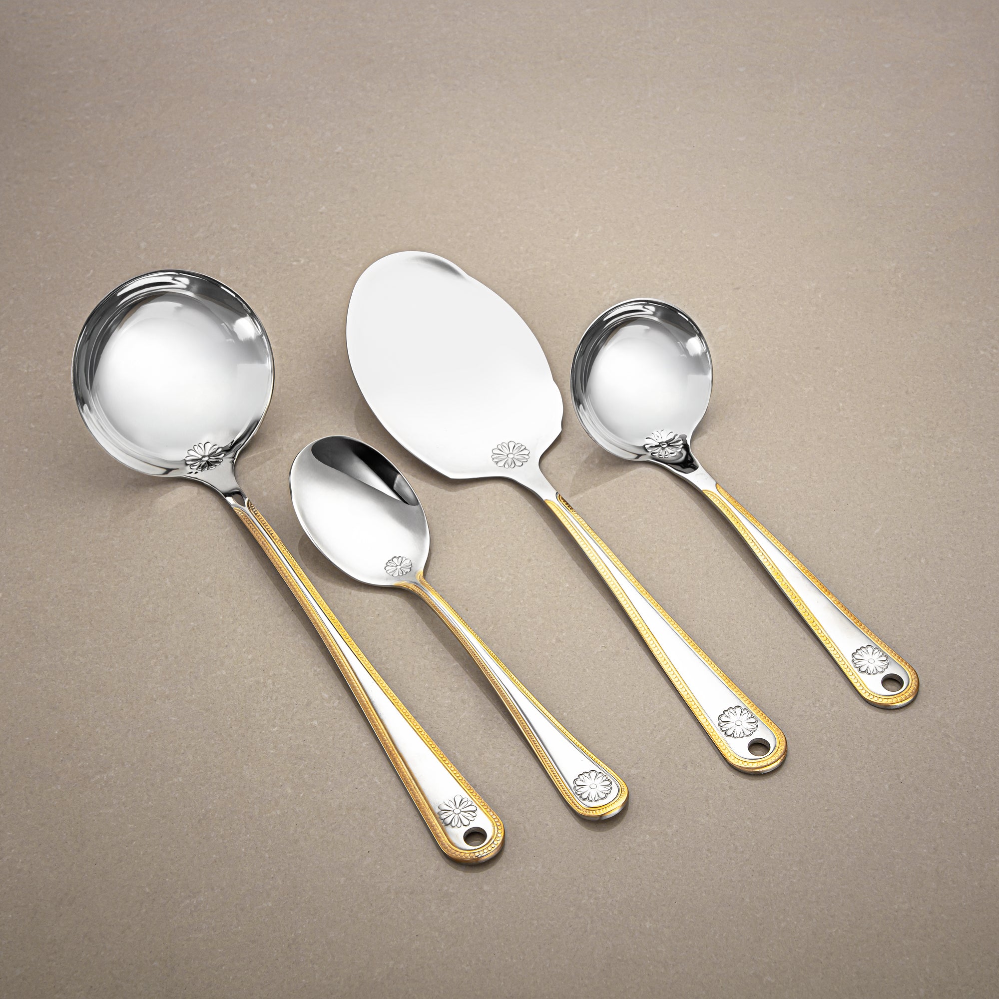 Almarjan Cutlery Set 72 Pieces, Stainless Steel, Leather Case, Silver & Gold (CUT0010343) Elegant Cutlery Set