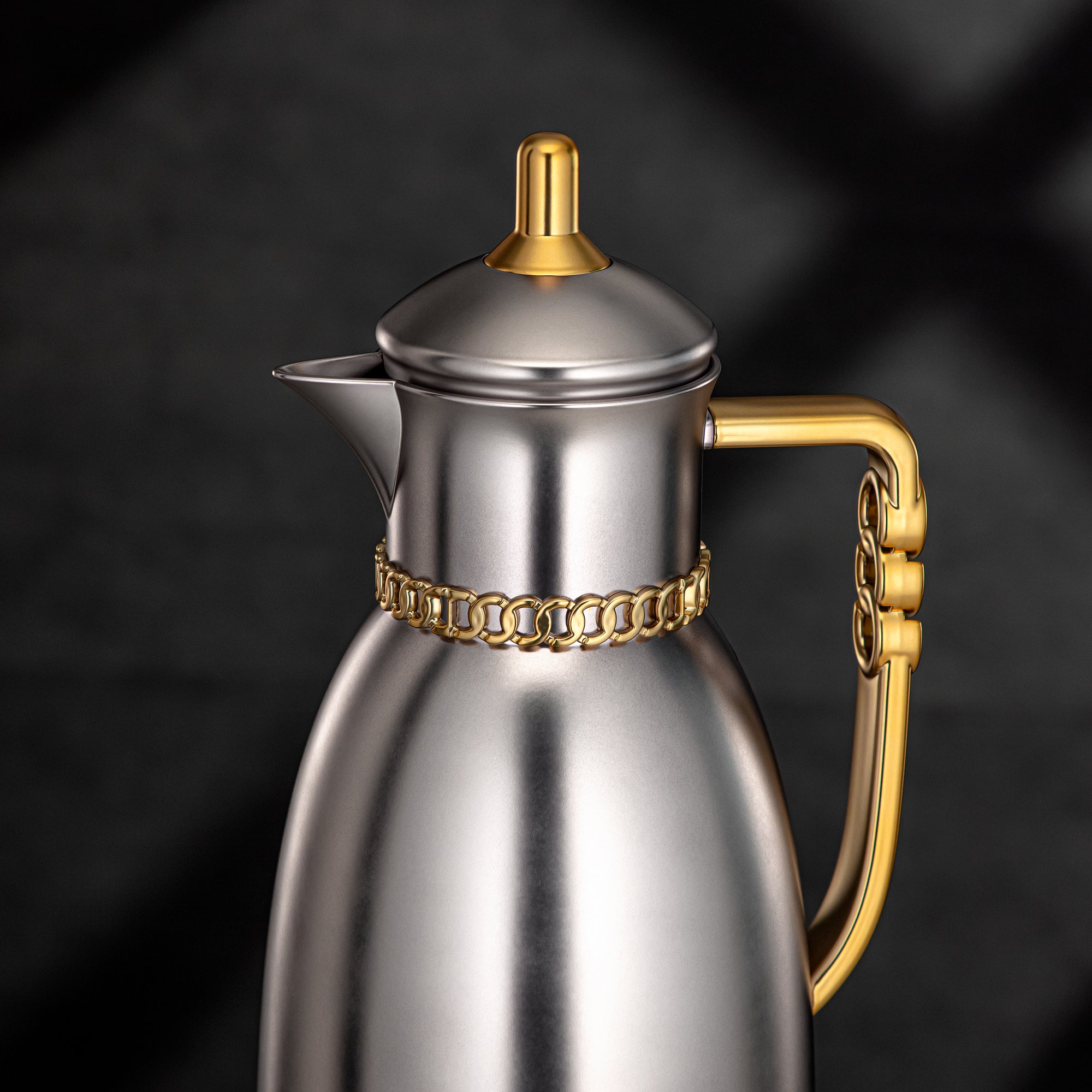 Almarjan Vacuum Flask Set 0.7L & 1L Matt Nickel & Matt Gold