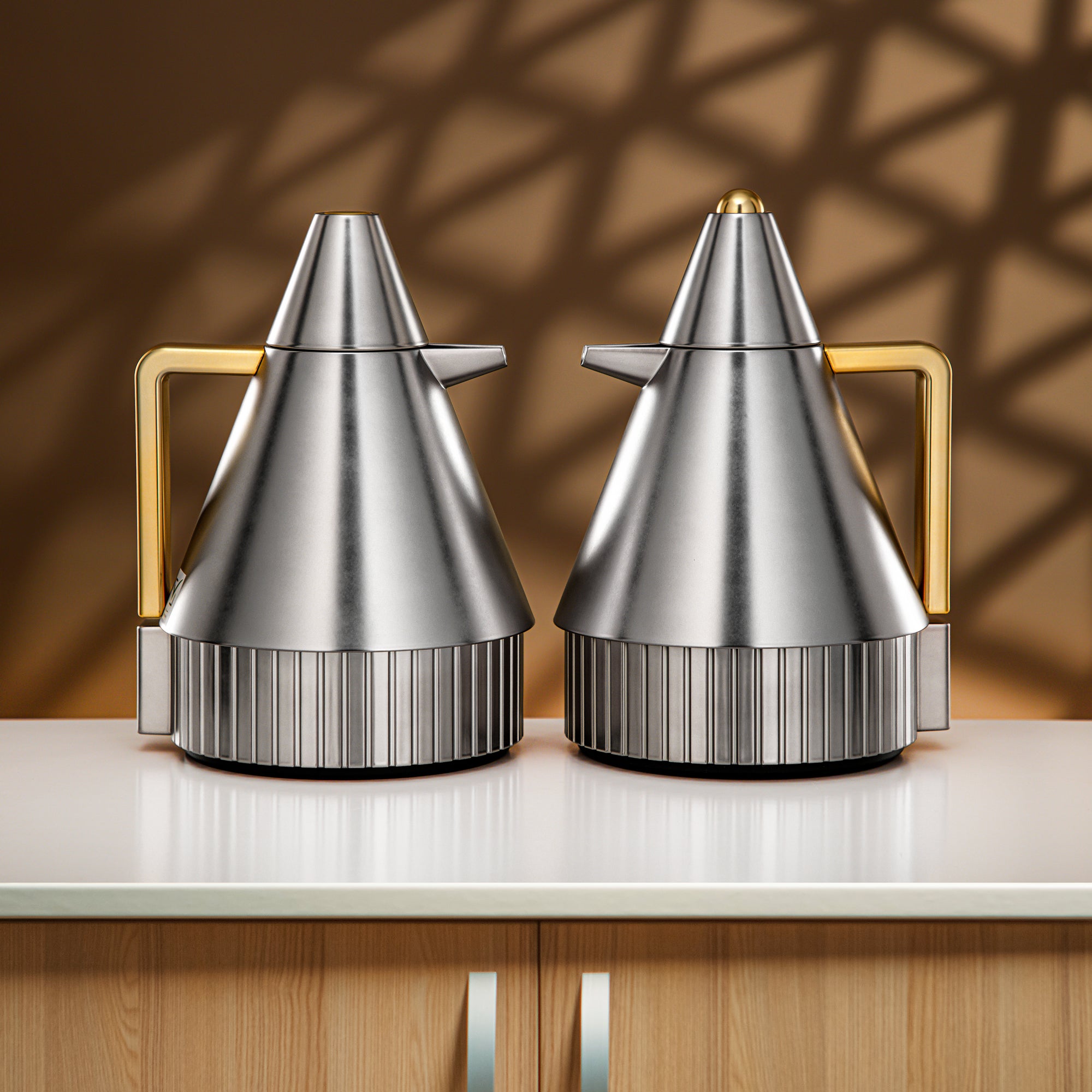 طقم ترامس المرجان 1 لتر + 1 لتر نيكل غير لامع وذهب غير لامع