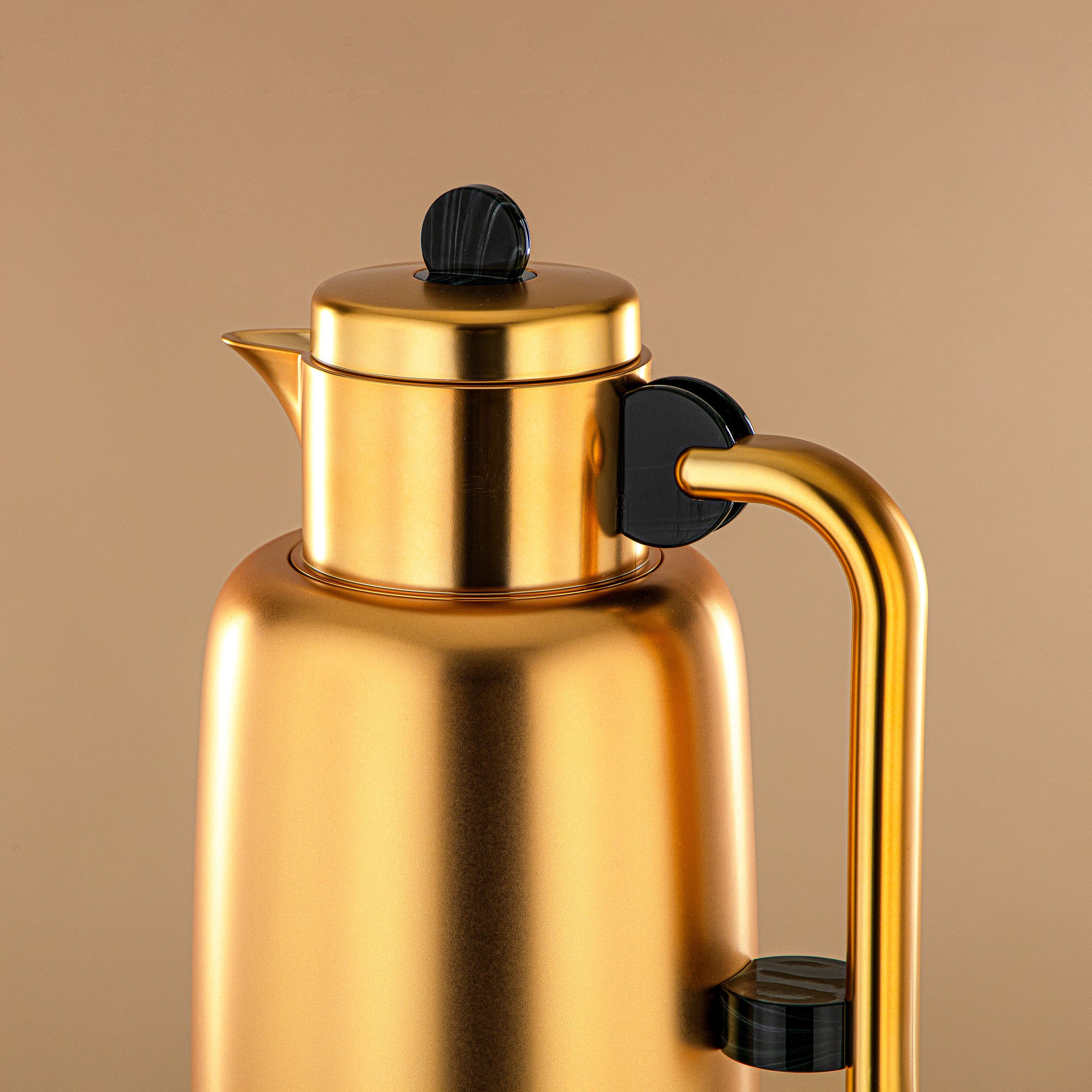 ألمرجان طقم ترامس - 0.7 لتر + 1 لتر، ذهب مات وأسود/رخام أخضر (FG808-070/100 GM/MG) - لتقديم الشاي والقهوة