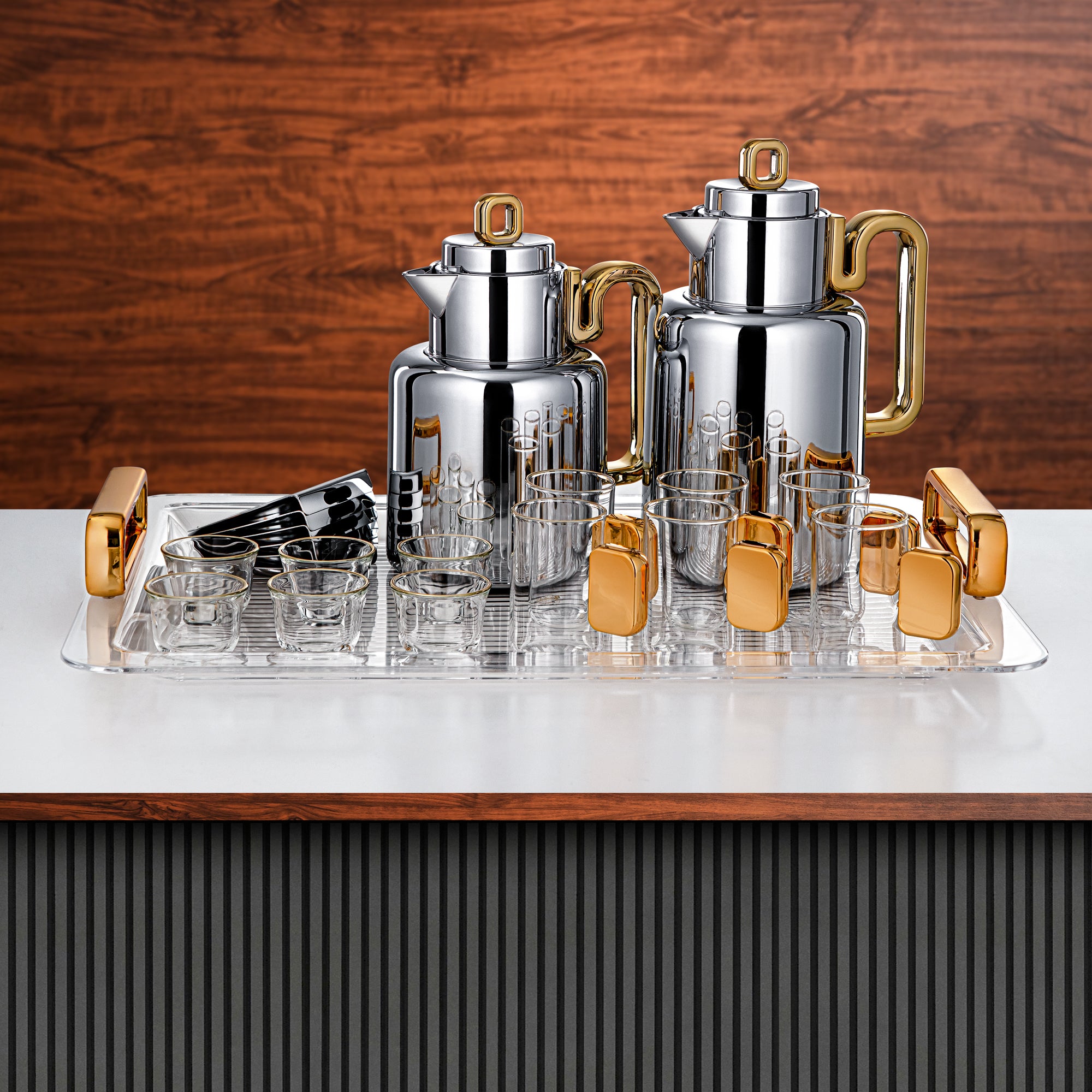 دائمًا المرجان طقم ترمس فاكيوم 0.5 لتر و 1 لتر فضي و ذهبي (FG815-21 C/G)