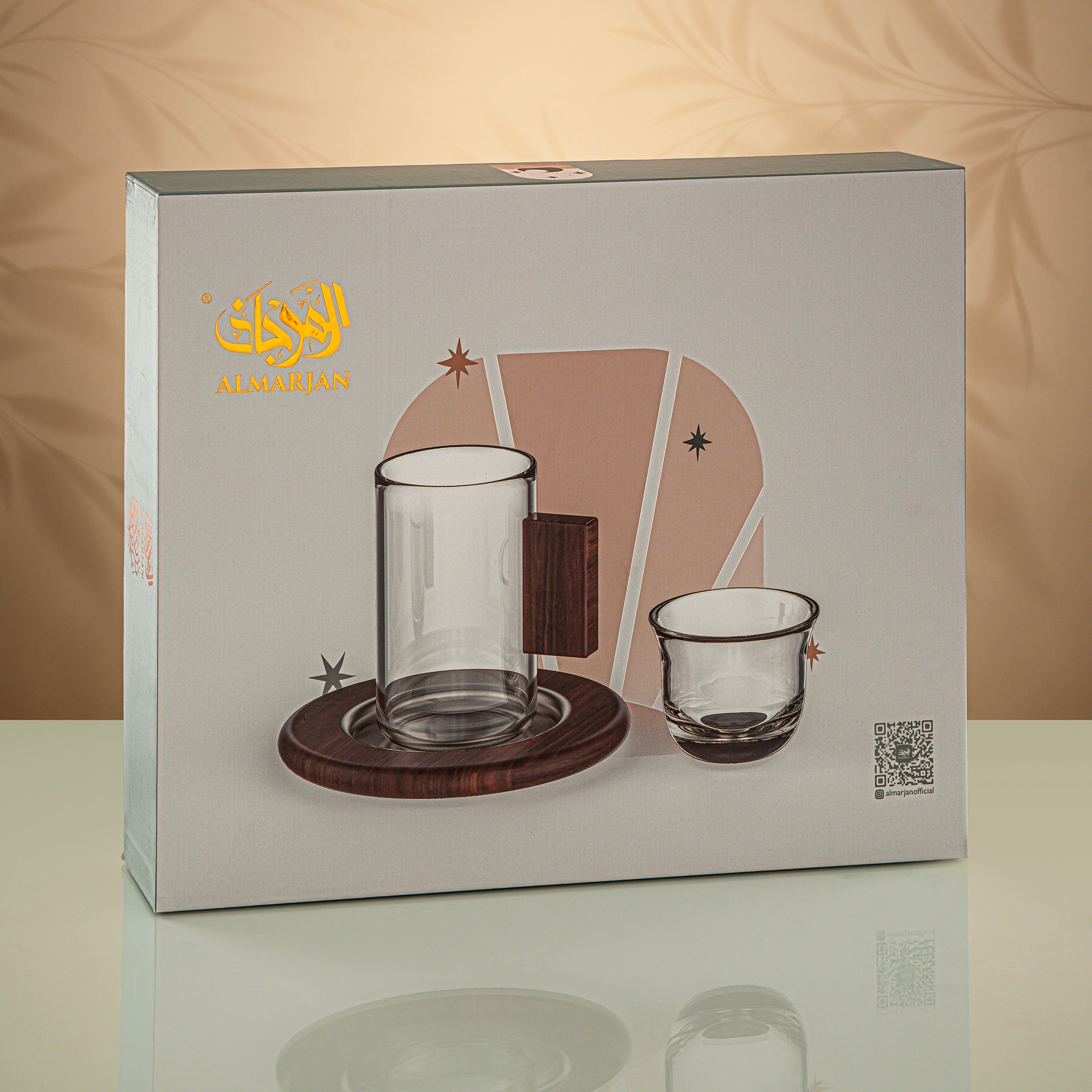 طقم شاي المرجان مكون من 18 قطعة شفاف مع لمسات ضبابية