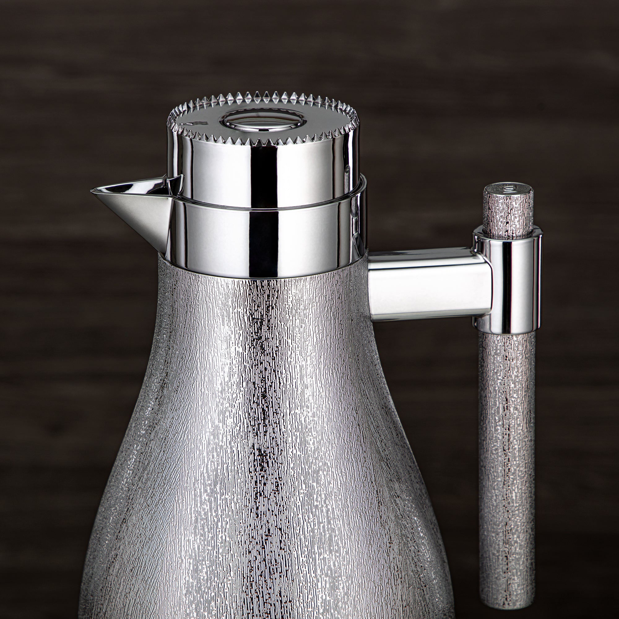 Almarjan Vacuum Flask Set ABS Push Button 1L + 1L Silver (GOK-S-S-S) - Elegant Serving