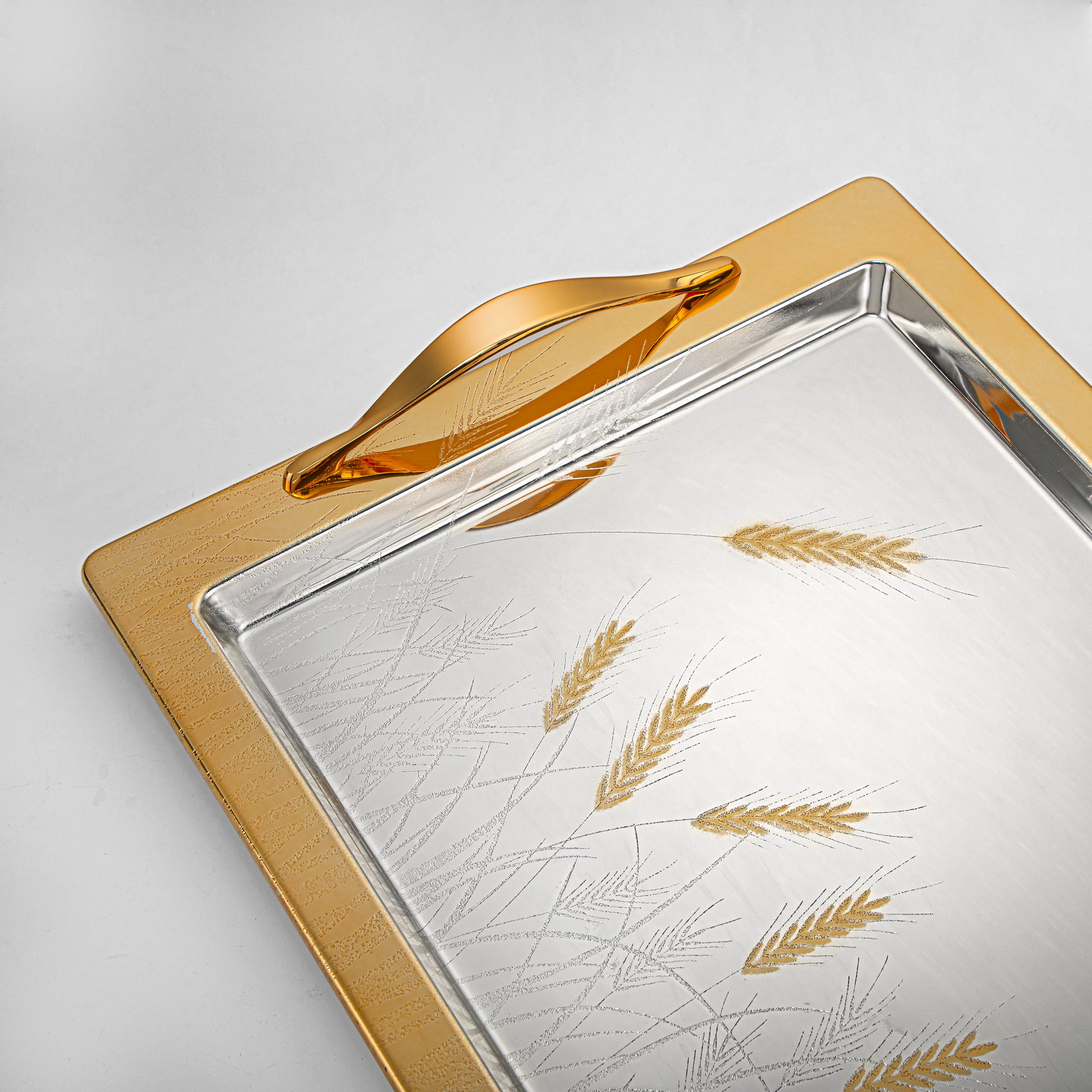 Almarjan 3 Pieces Serving Tray Set Silver & Gold - HT2411003
