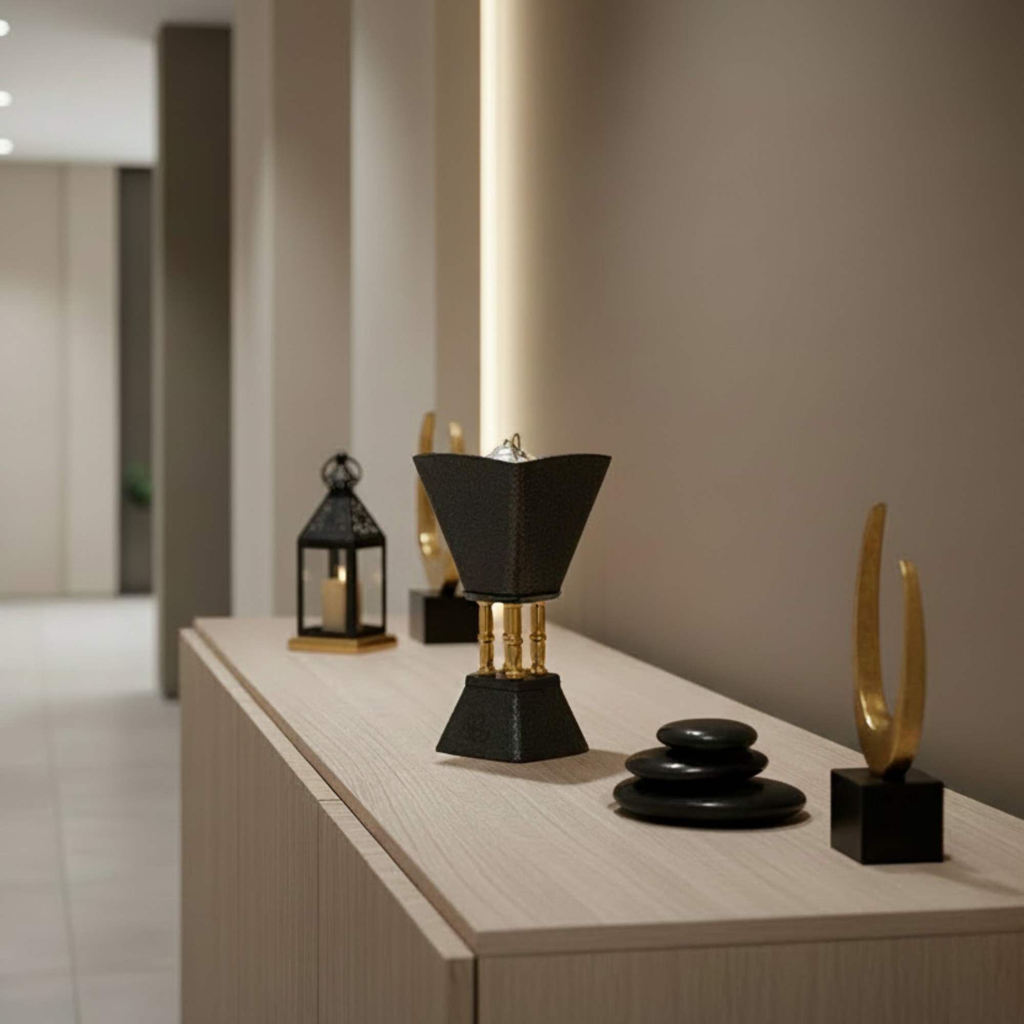 مبخرة المرجان باللونين الأسود والذهبي 20 سم