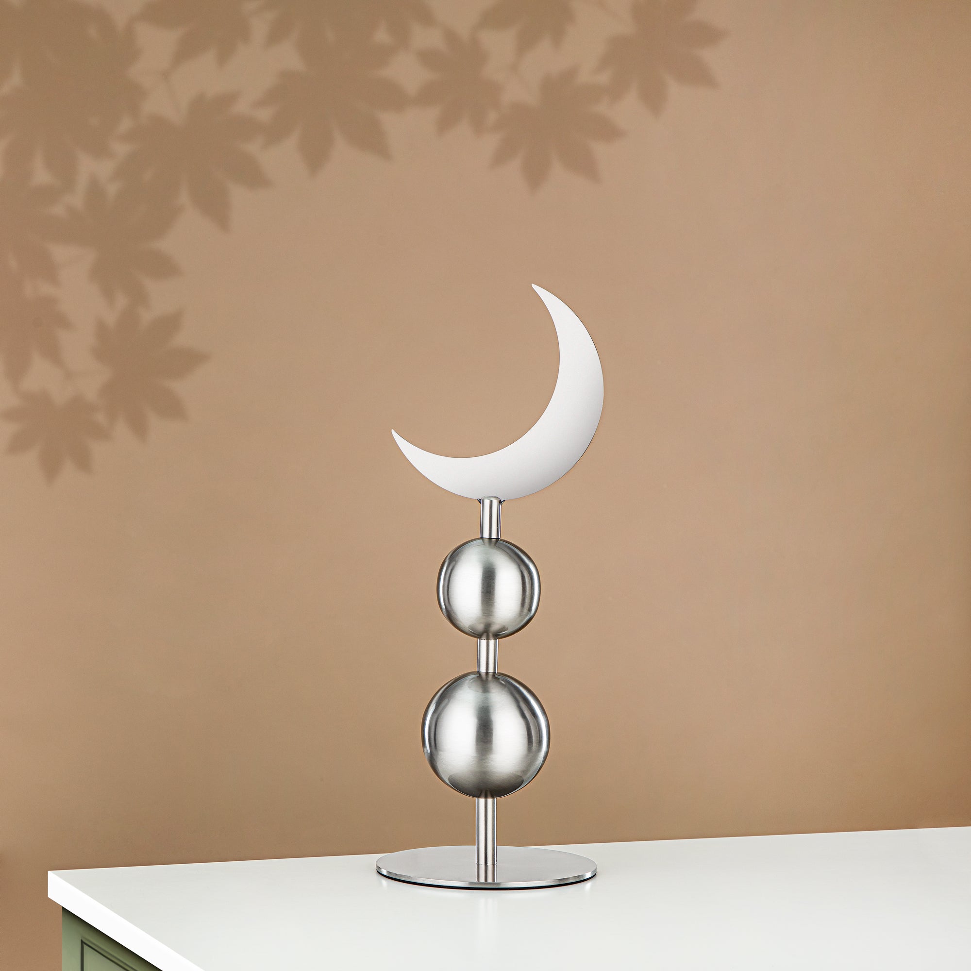 زينة طاولة المرجان ستانلس ستيل، 46 سم، فضي مطفي (MD-3010) - زينة رمضان