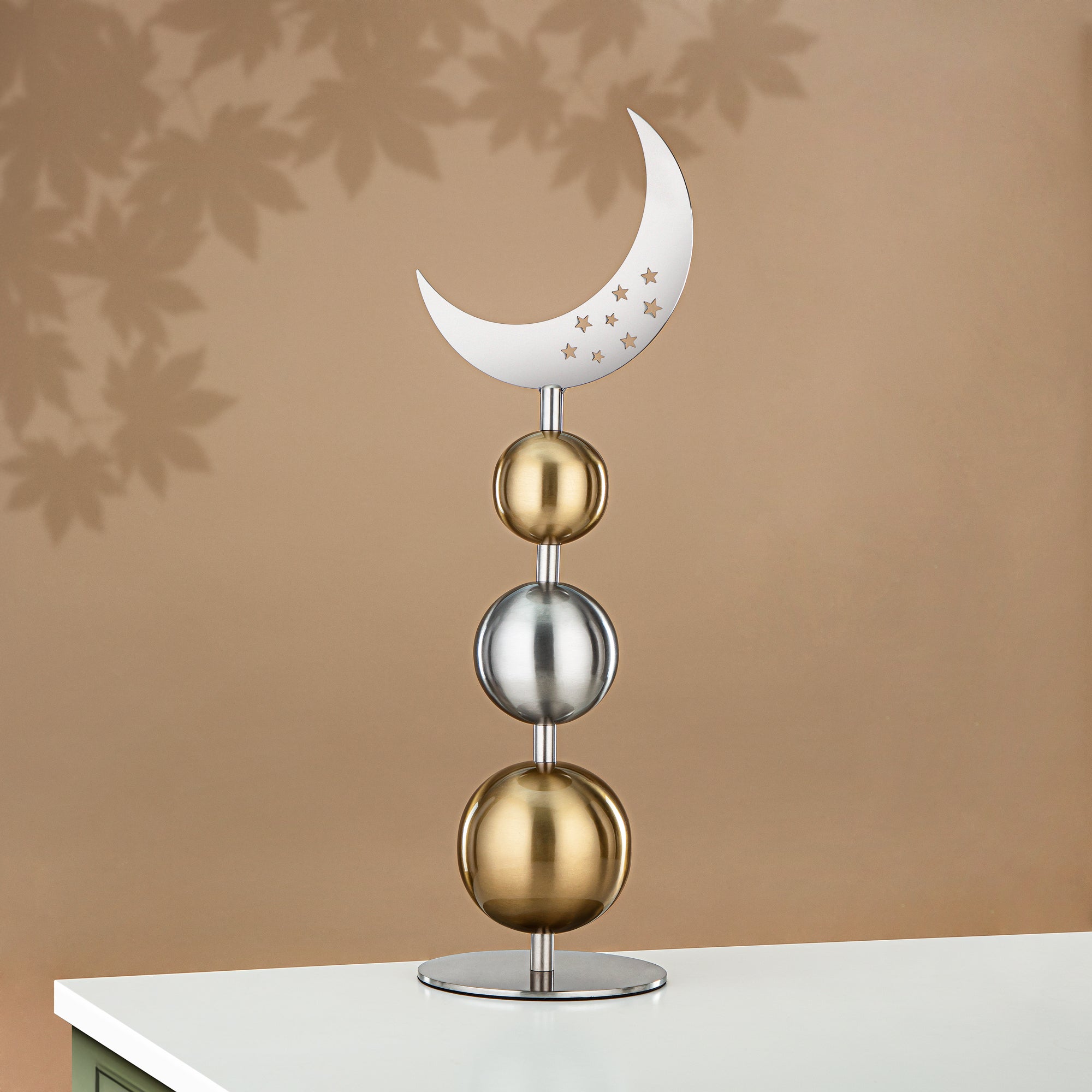زينة طاولة المرجان ستانلس ستيل، 49 سم، فضي مطفي وذهبي (MD-3012) - زينة رمضان