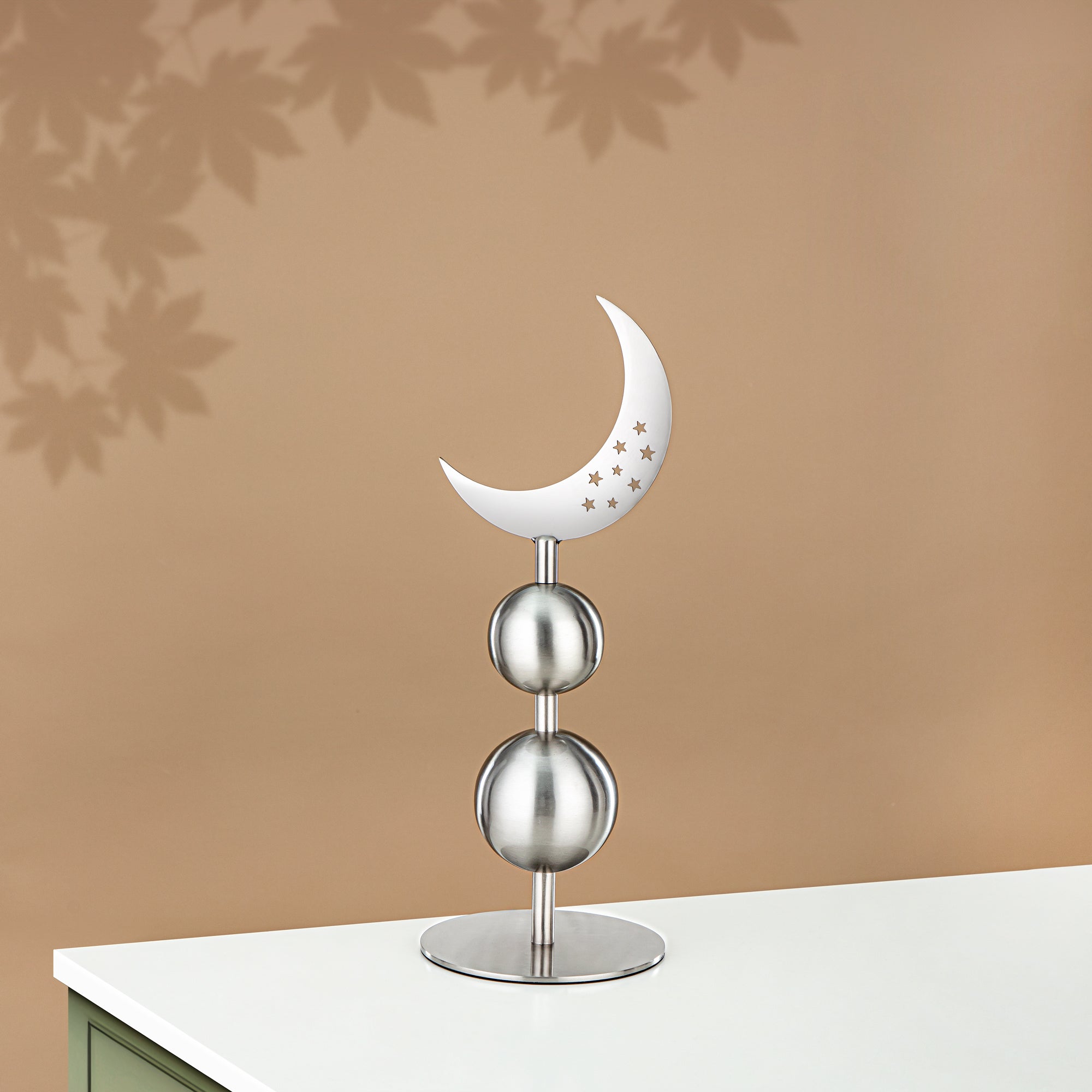 زينة طاولة المجران ستانلس ستيل، 46 سم، فضي مطفي (MD-3013) - زينة رمضان