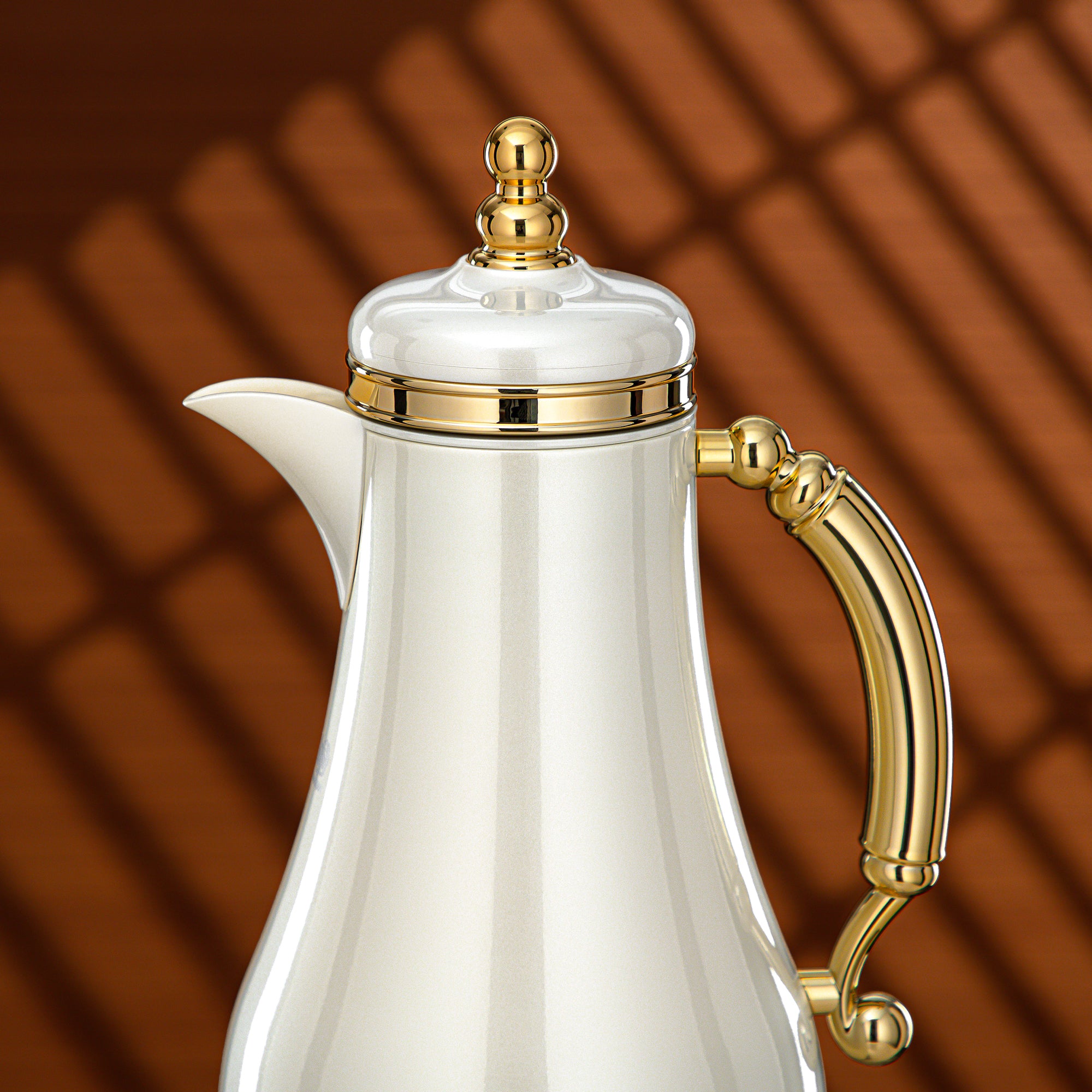 Almarjan Vacuum Flask Set 1L + 1L Pearl White & Gold