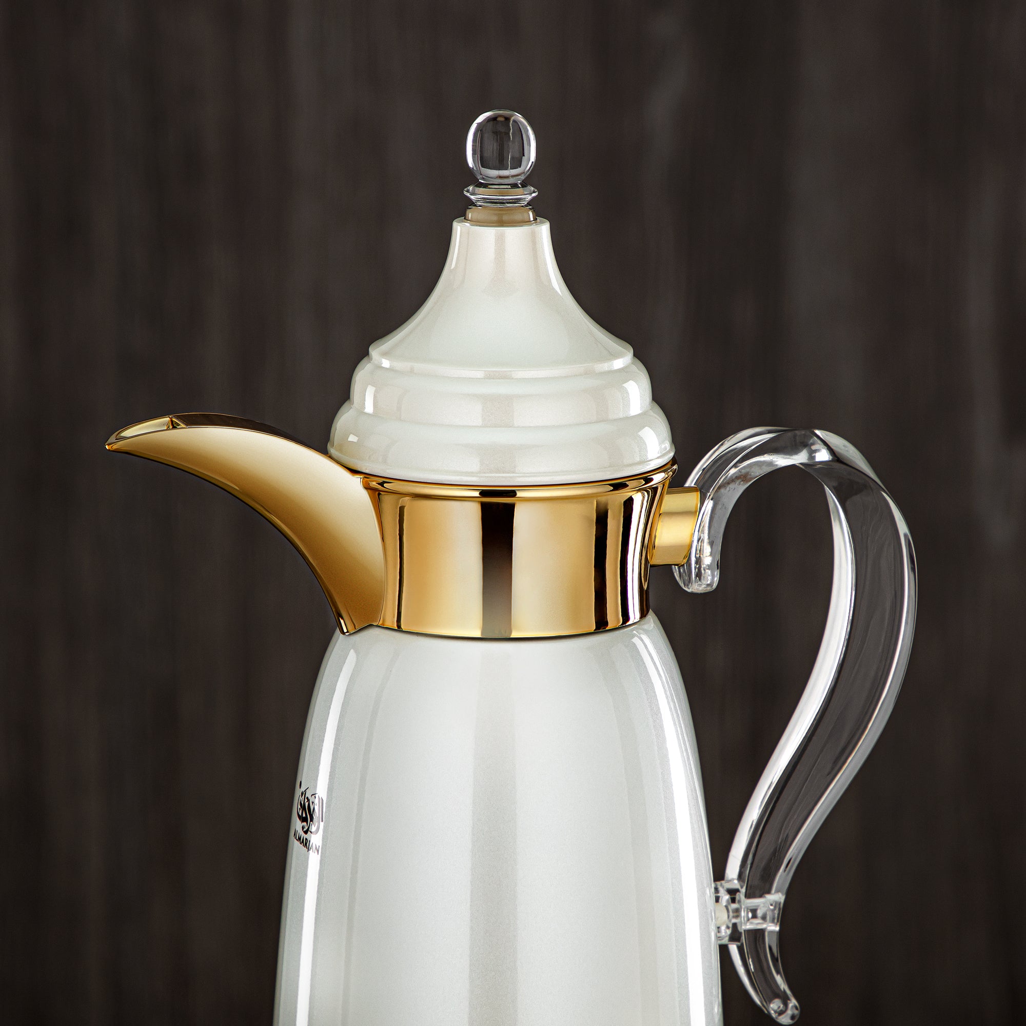 Almarjan 600 ML Stainless Steel Double Wall Flask Pearl White & Gold - SM-2E02-060 PW/G
