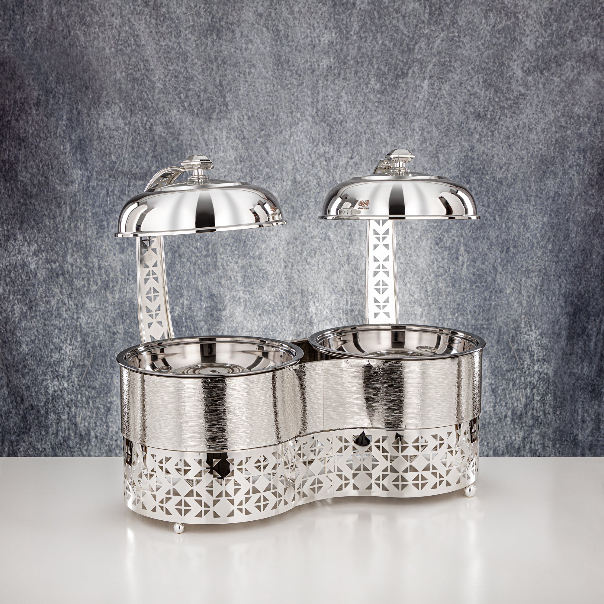 المرجان 2000 مل + 2000 مل طبق تسخين مزدوج فضي - STS0013345