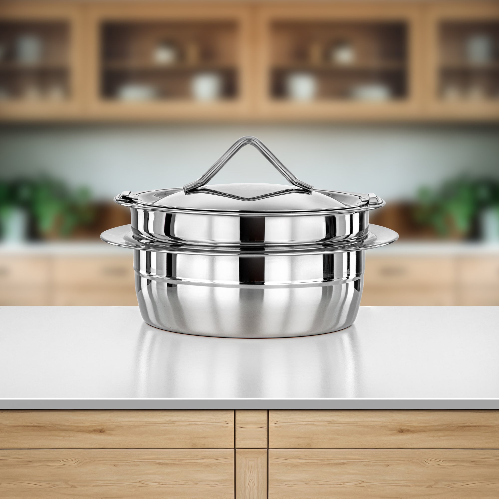 Almarjan Hot Pot Stainless Steel, 25CM (3000ML), Silver (H25P6) - Tara Collection