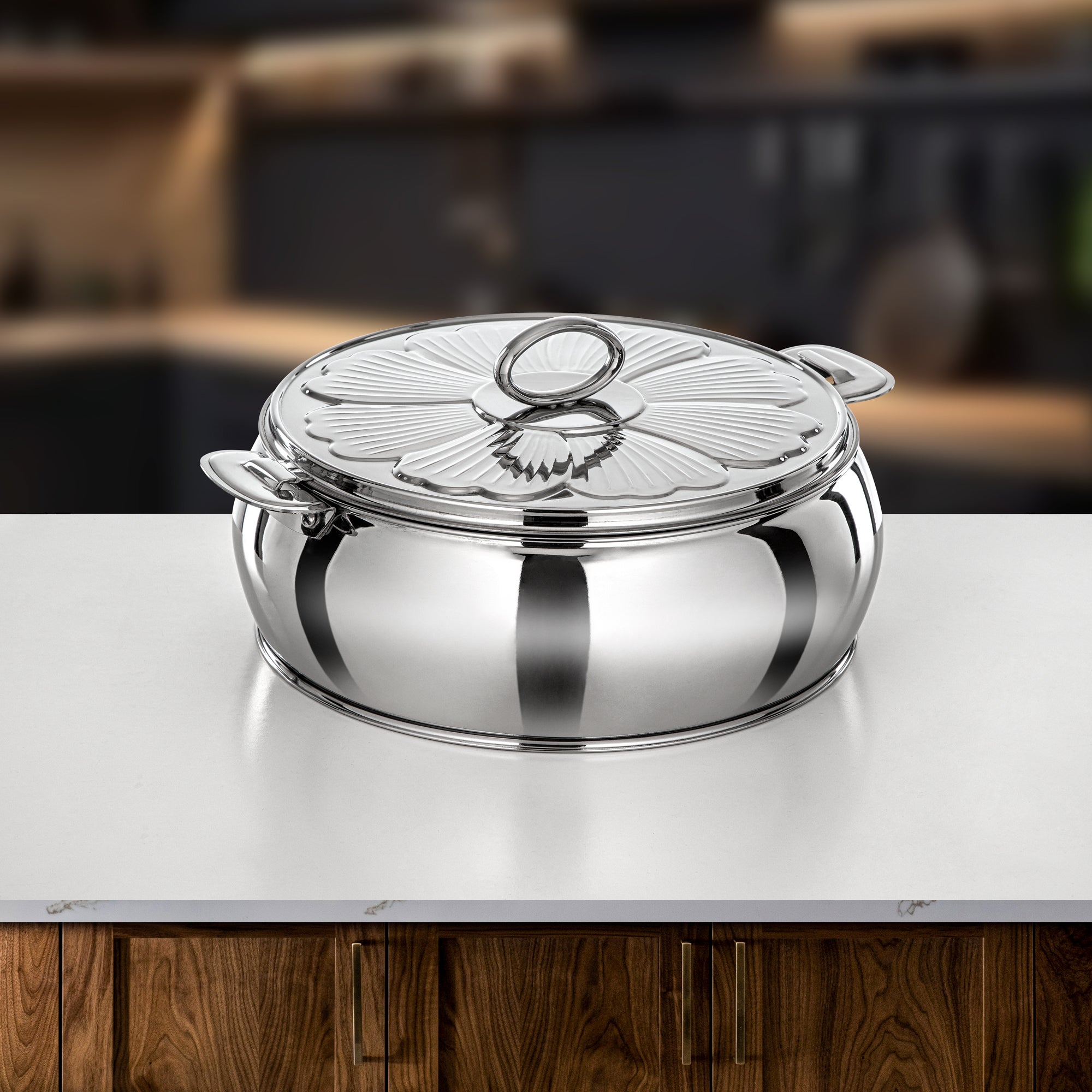 طقم حرارات المرجان سلمى، ٣ قطع، تشطيب فضي لامع