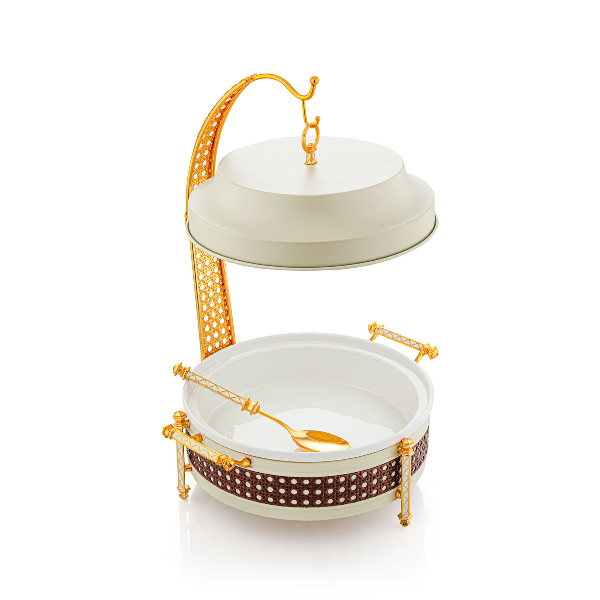 المرجان 3000 مل مدفئ الطعام من مجموعة الواحة مات بيج وذهبي - FW01-MBB-M