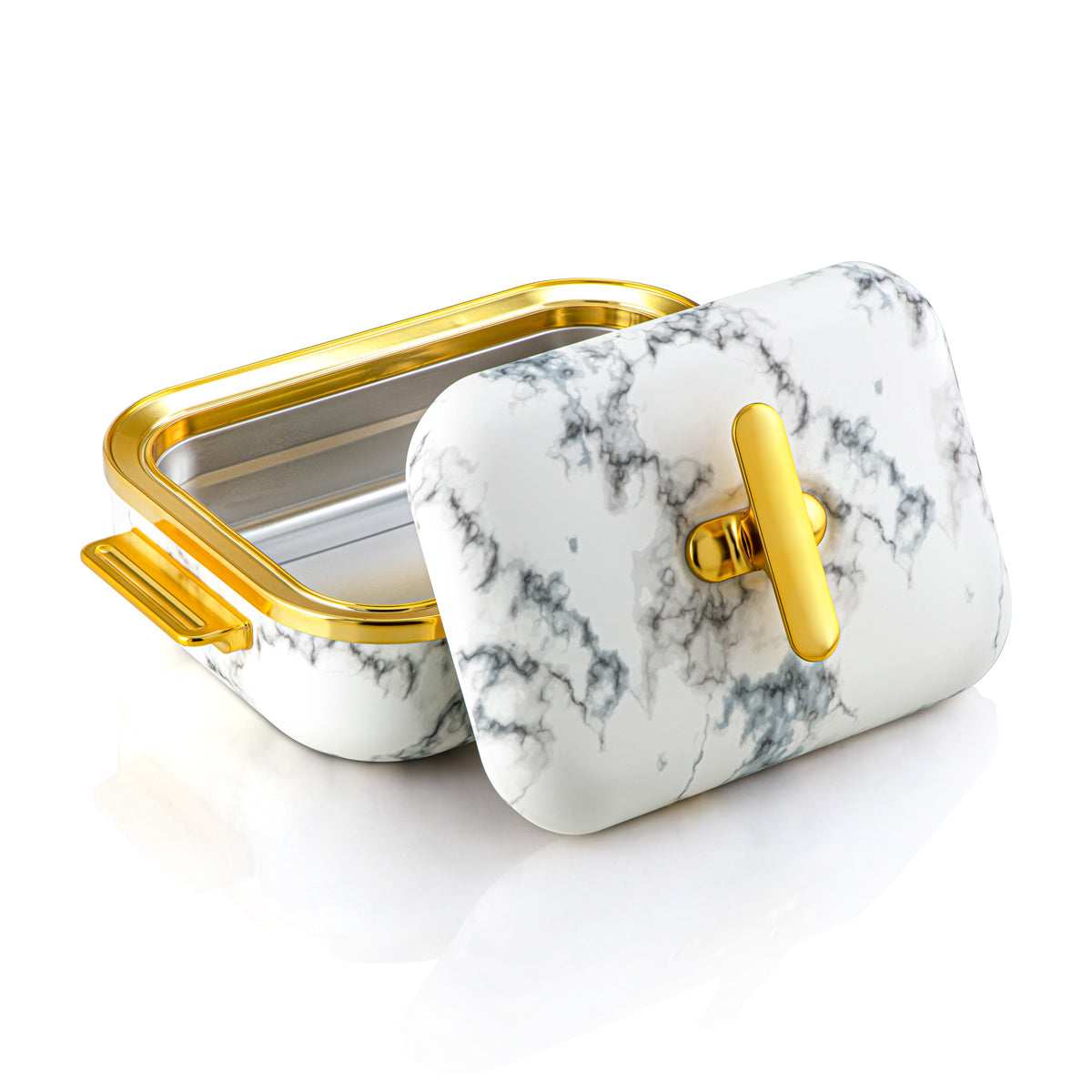 حرارة المرجان البلاستيكية المسنطيلة 3 لتر رخامي وذهبي - HP03-300