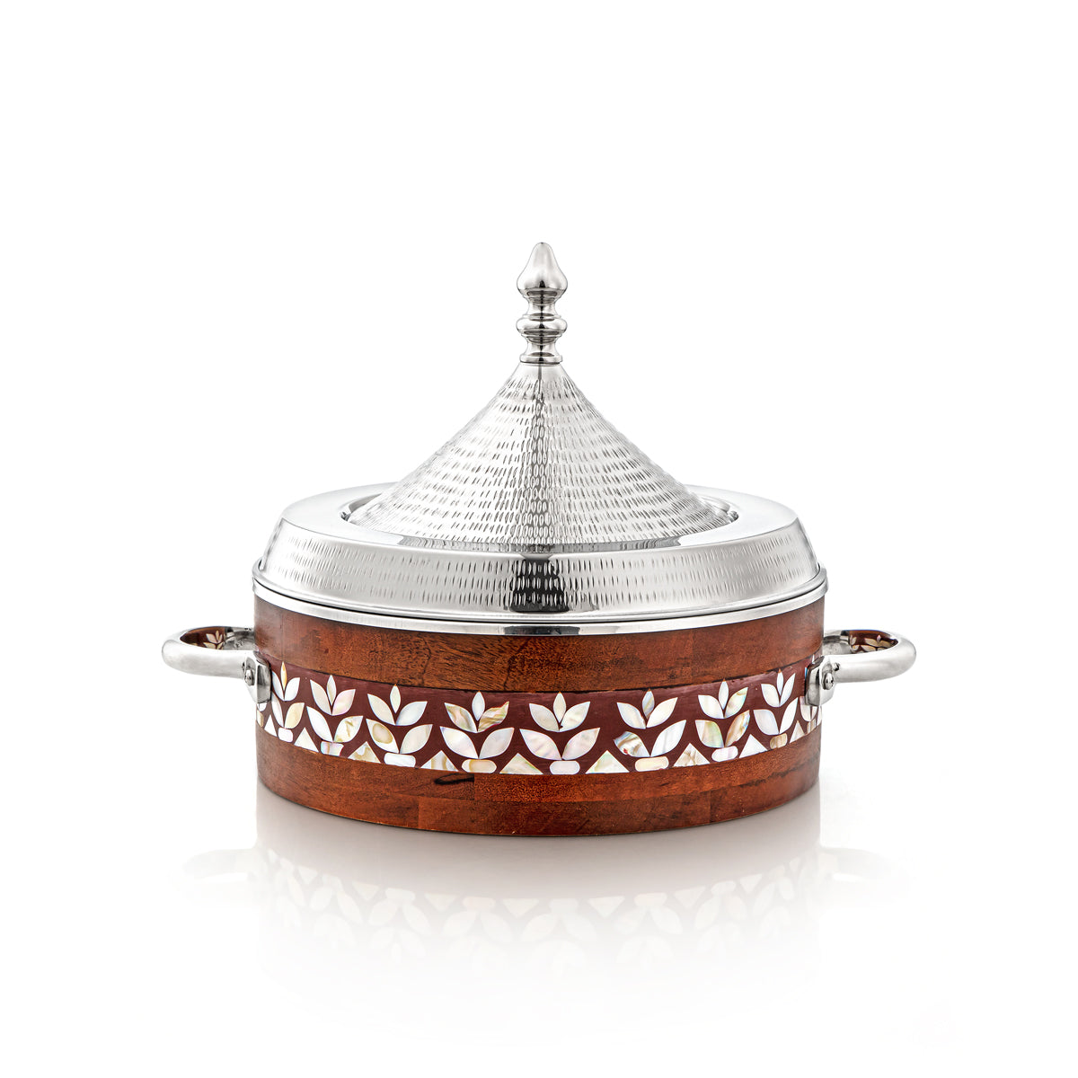 Almarjan 28 CM Stainless Steel Hot Pot Wood & Silver - MD-2928C-F