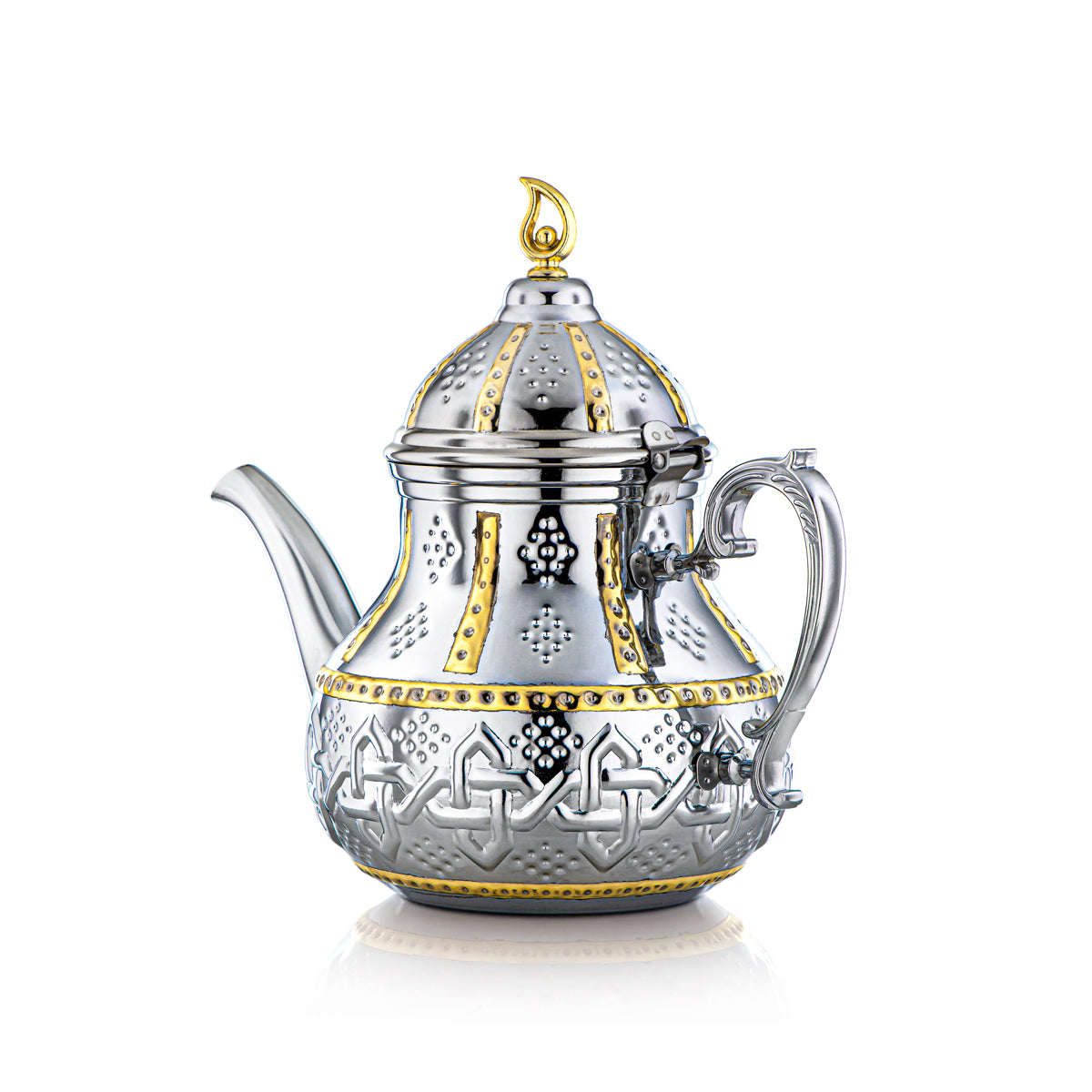 Almarjan 2 Liter Sahara Collection Stainless Steel Teapot Silver & Gold - STS0010999