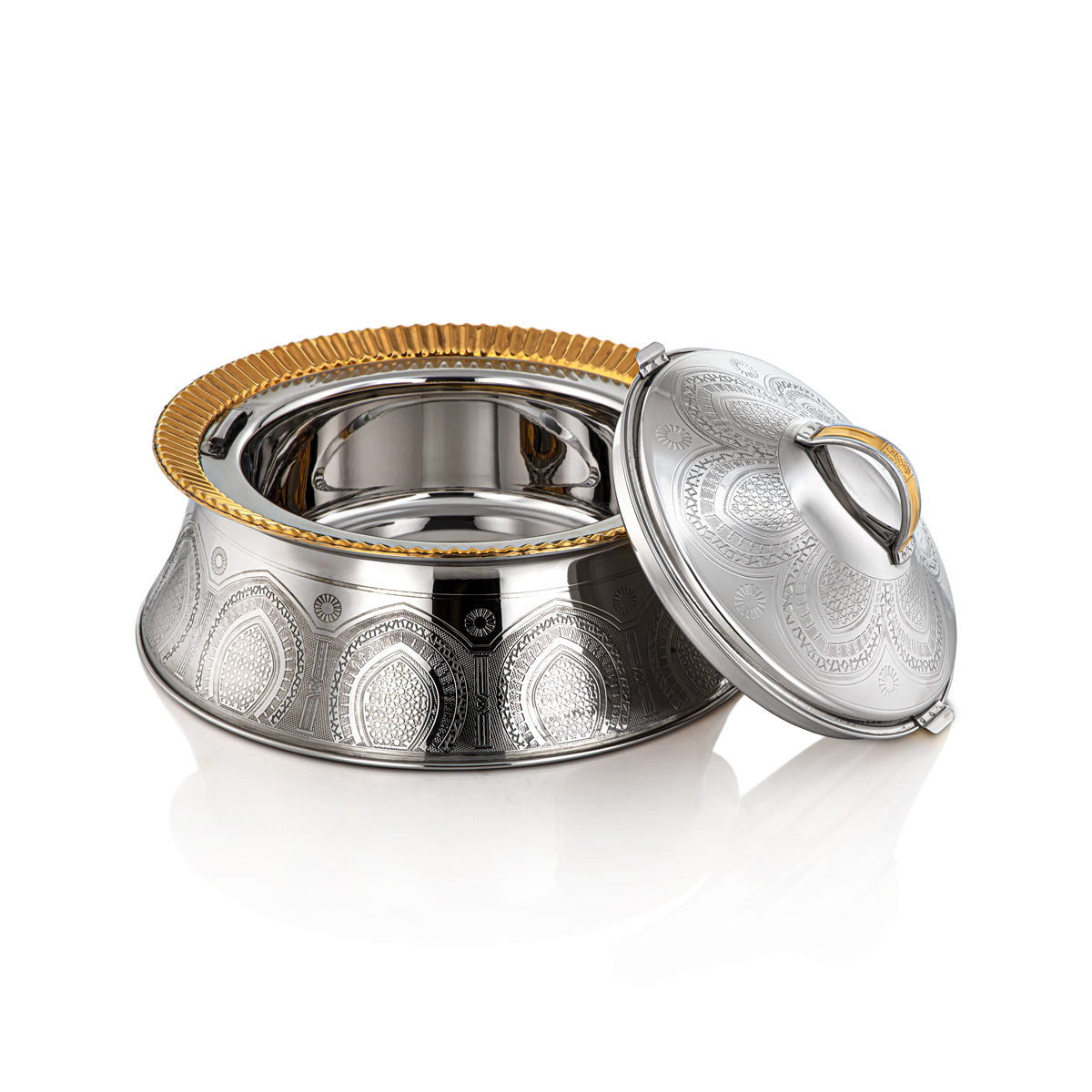 Almarjan 25 CM Afrah Collection Stainless Steel Hot Pot Silver & Gold - H22EPG1 Lock