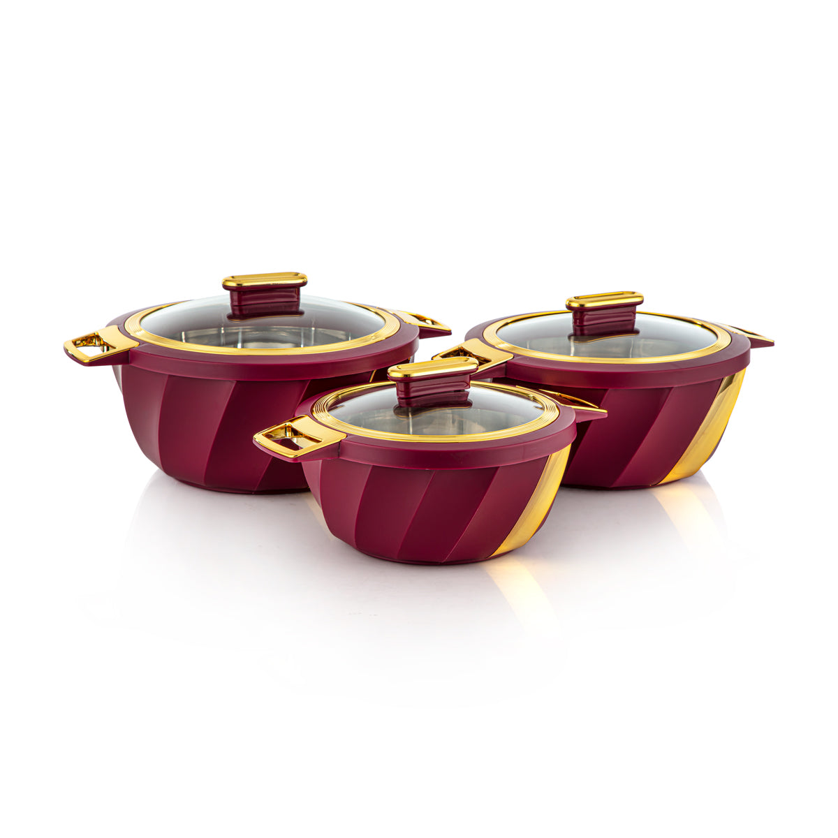 Almarjan 3 Piece Salwa Collection Plastic Hot Pot Red & Gold - SW001G BR/G