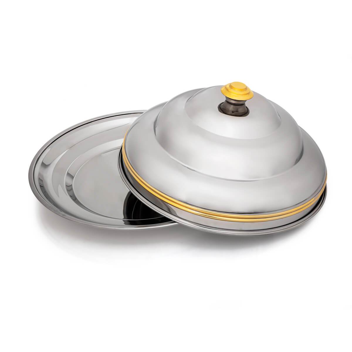 Almarjan 50 CM Orchid Collection Stainless Steel Koozy Tray Silver & Gold - H21PG1