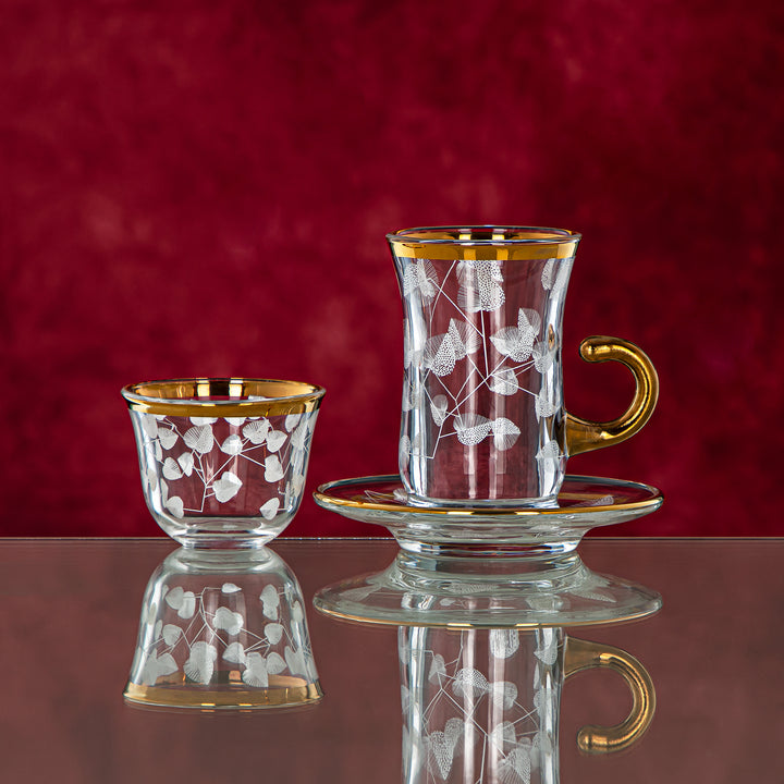 Almarjan 18 Pieces Glass Tea Set - 1043BJ-0001P-1013B-YLX