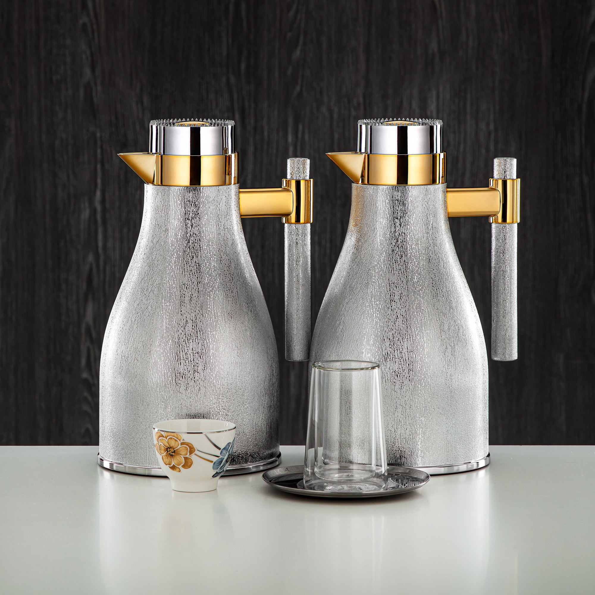 طقم ترامس المرجان 20 قطعة | فضي وذهبي 1L + 1L (GOK-S-S-G + 18PCS-12256-3) – تقديم أنيق | التجمعات، المناسبات الخاصة، رمضان، عيد