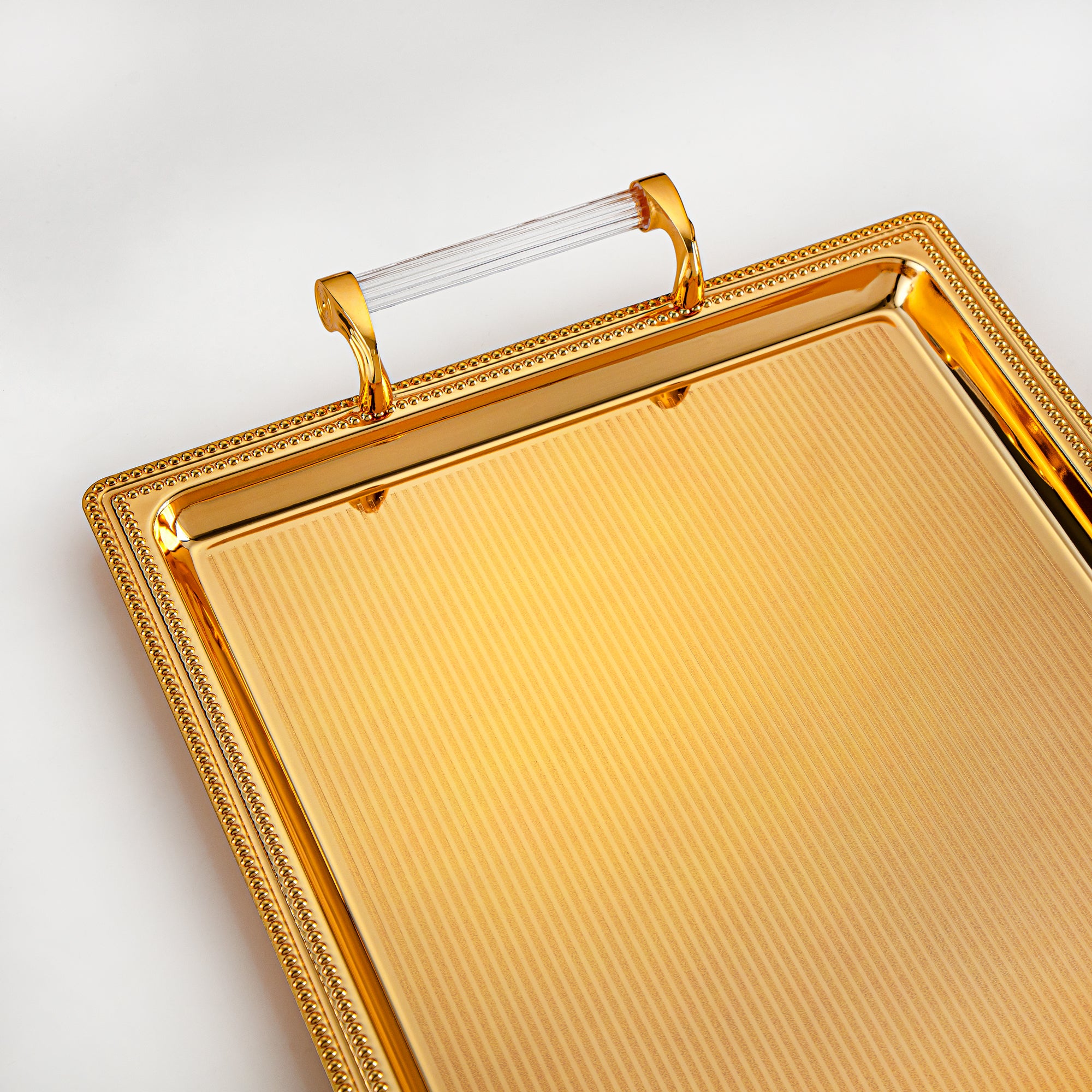 Almarjan Serving Tray Set - 3 Pieces, Golden (576XLLM-FG) | Ramadan & Special Occasions