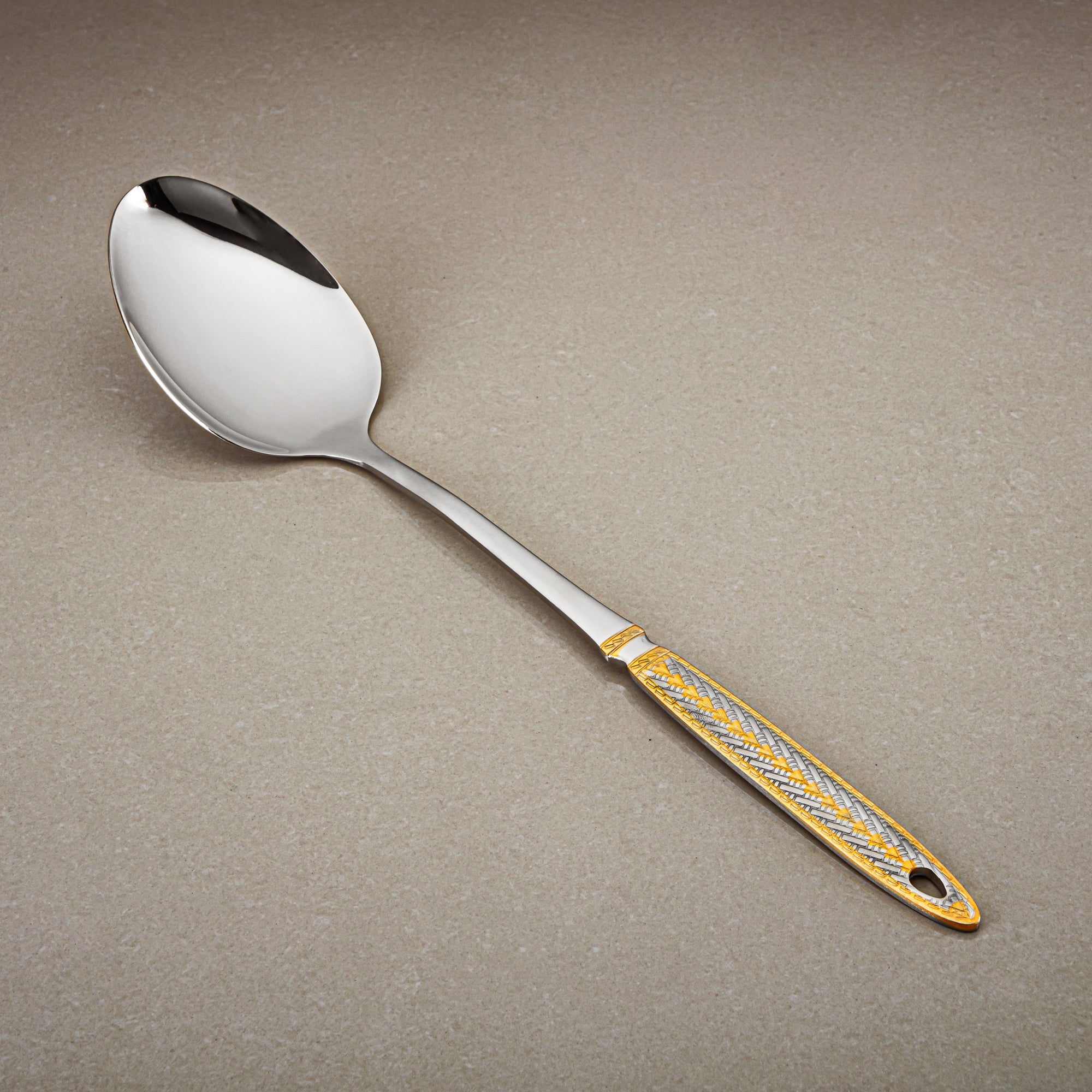 Almarjan Pasting Spoon, Stainless Steel, Silver & Gold (CUT0010502) Elegant Flatware