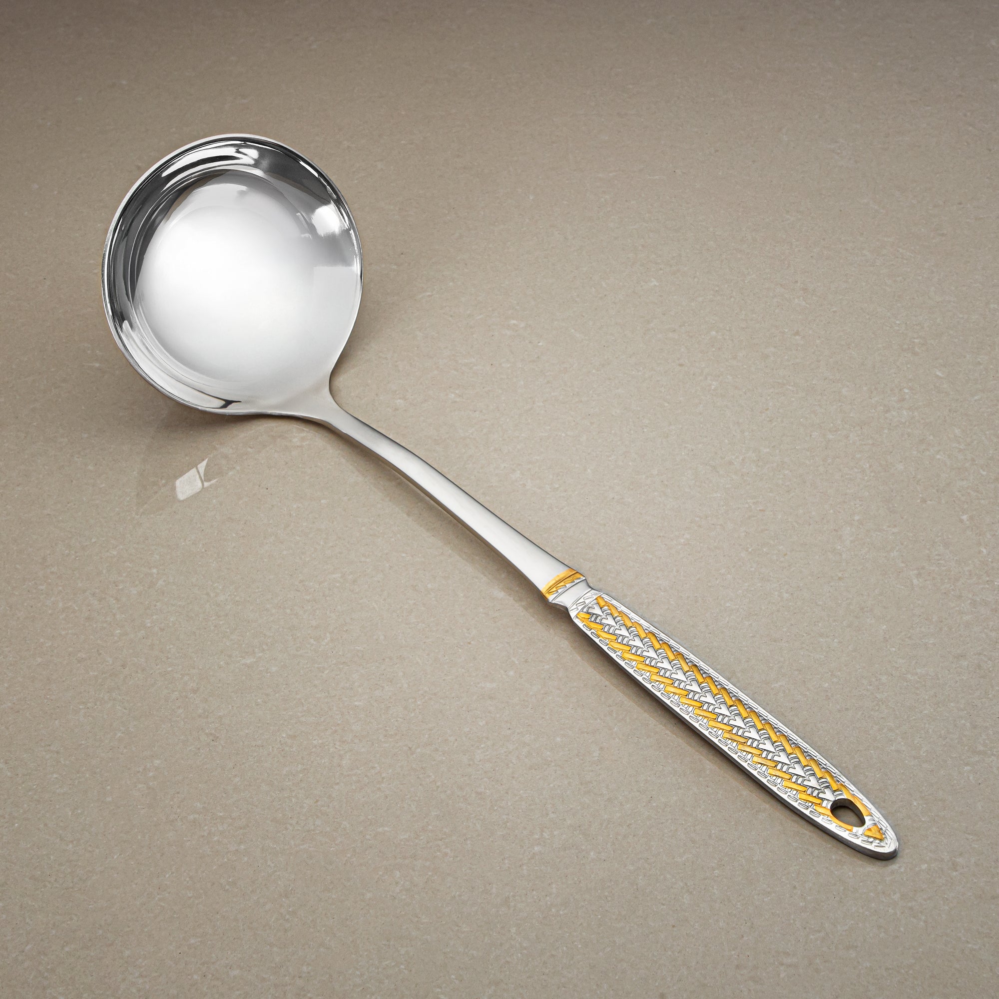 Almarjan Soup Ladle, Stainless Steel, Silver & Gold (CUT0010513) Elegant Flatware