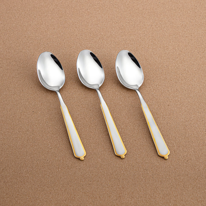 Almarjan 3-Piece Stainless Steel Tea Spoon Set – Mirror Finish, Silver & Gold CUT1620038