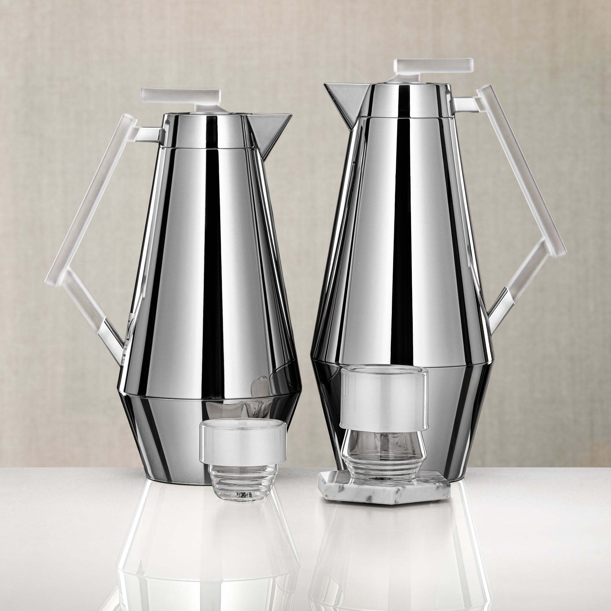 طقم تيرموس المرجان للشاي مع إبريقين سعة 0.7 لتر و1 لتر – فضي