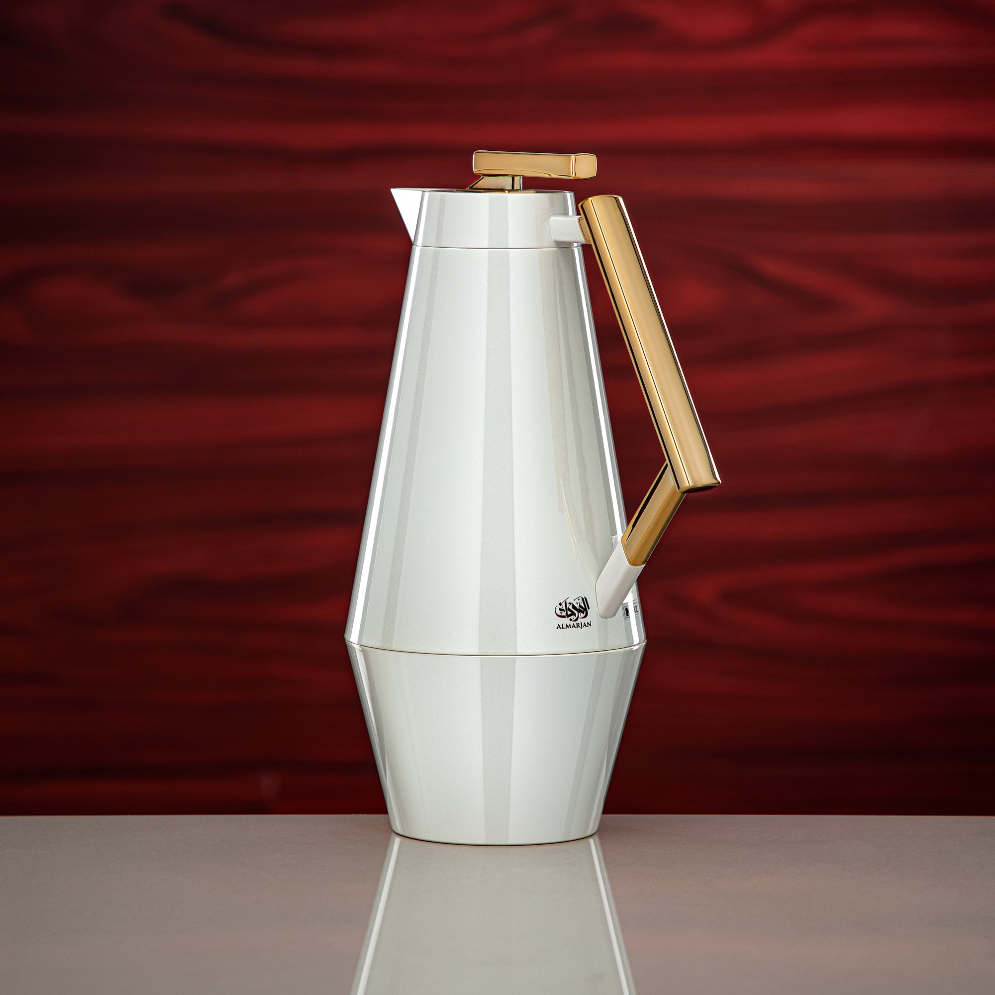 المرجان طقم ترامس 0.7L و1L أبيض لؤلؤي وذهبي