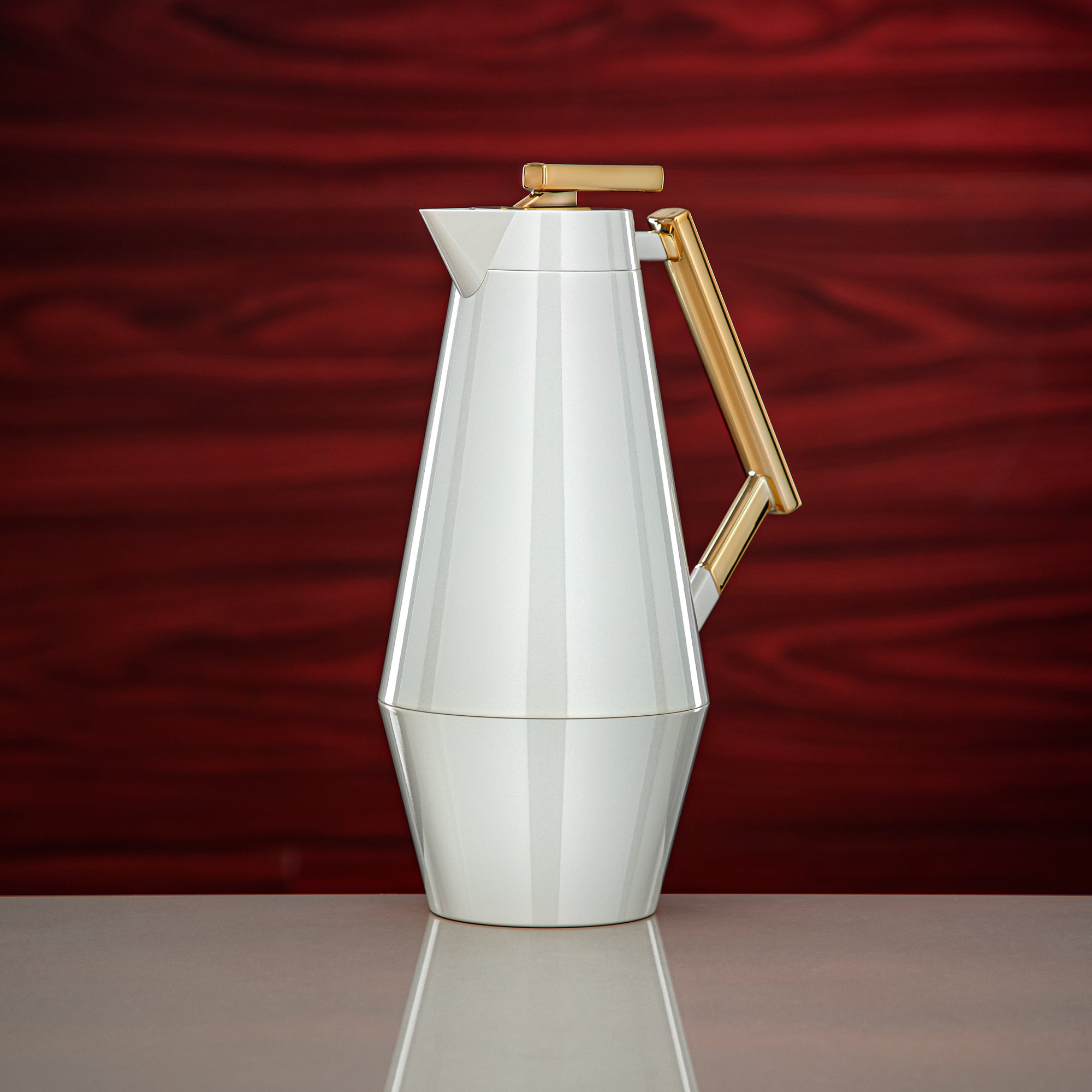 المرجان طقم ترامس 0.7L و1L أبيض لؤلؤي وذهبي