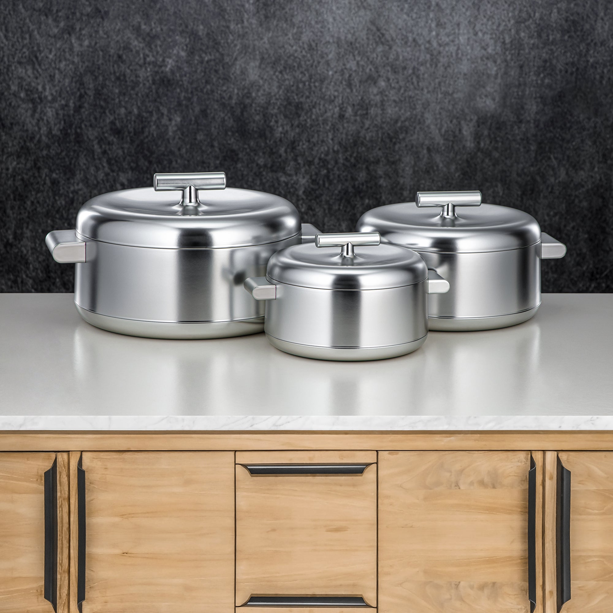 المرجان حرارات Set ABS 1L, 2.5L, 3L Matt silver (EL-100/250/300 ALLMC)