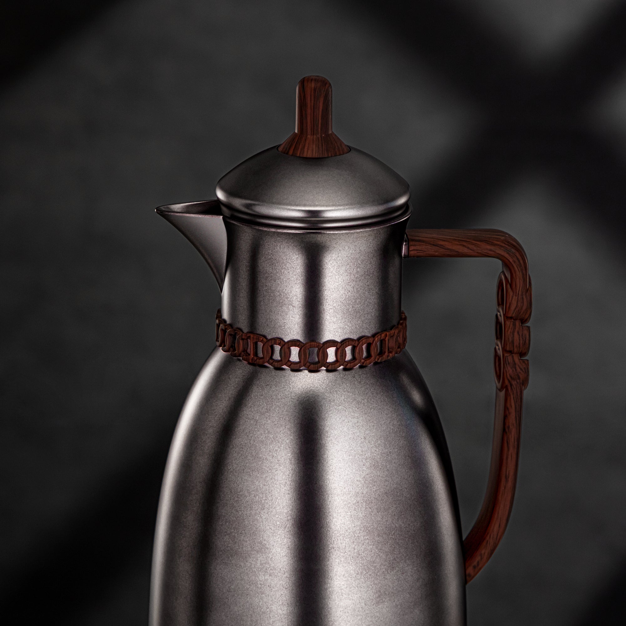 Almarjan Vacuum Flask Set 0.7L & 1L Gun Black & Dark Wood