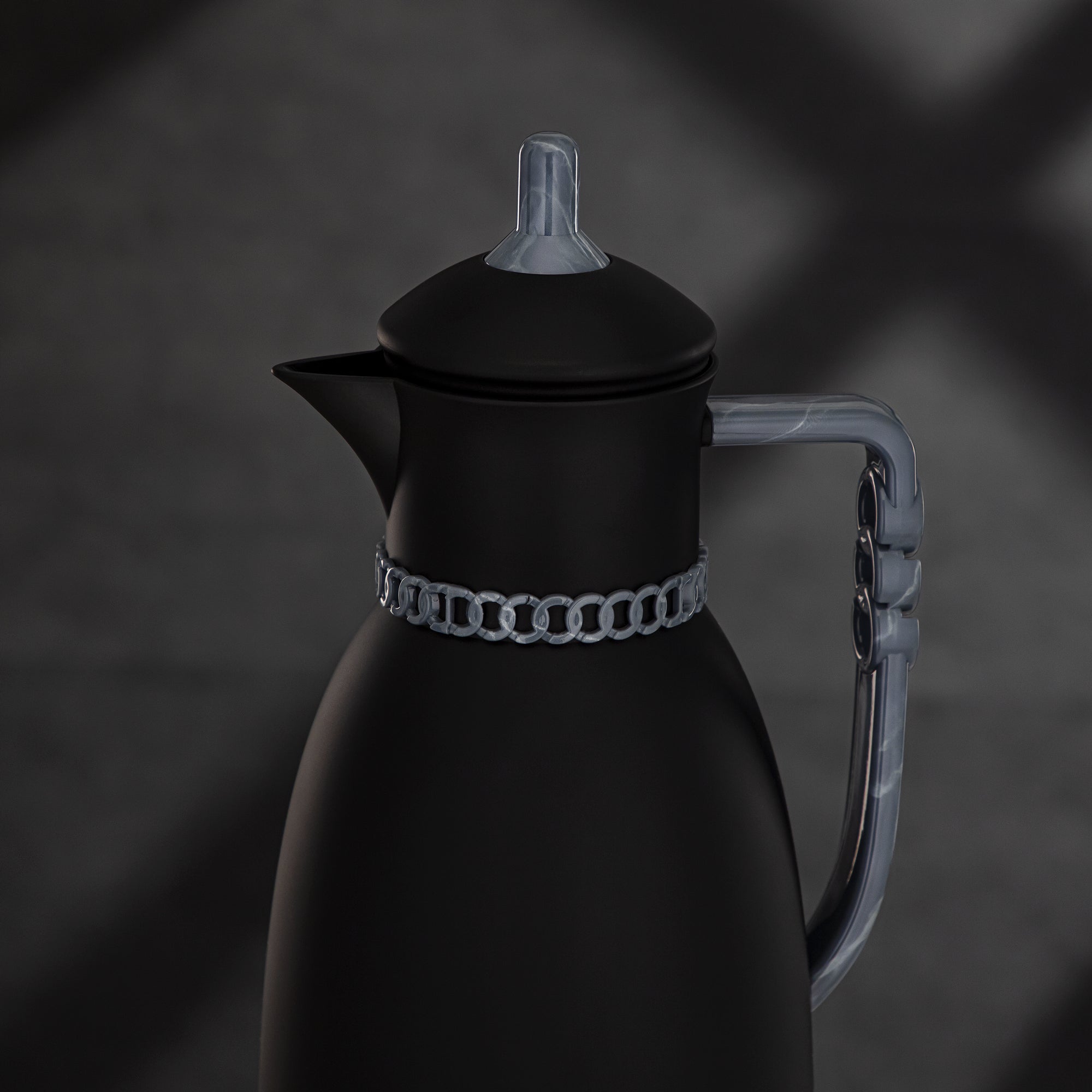 Almarjan Vacuum Flask Set 0.7L & 1L Matt Black & Grey Marble