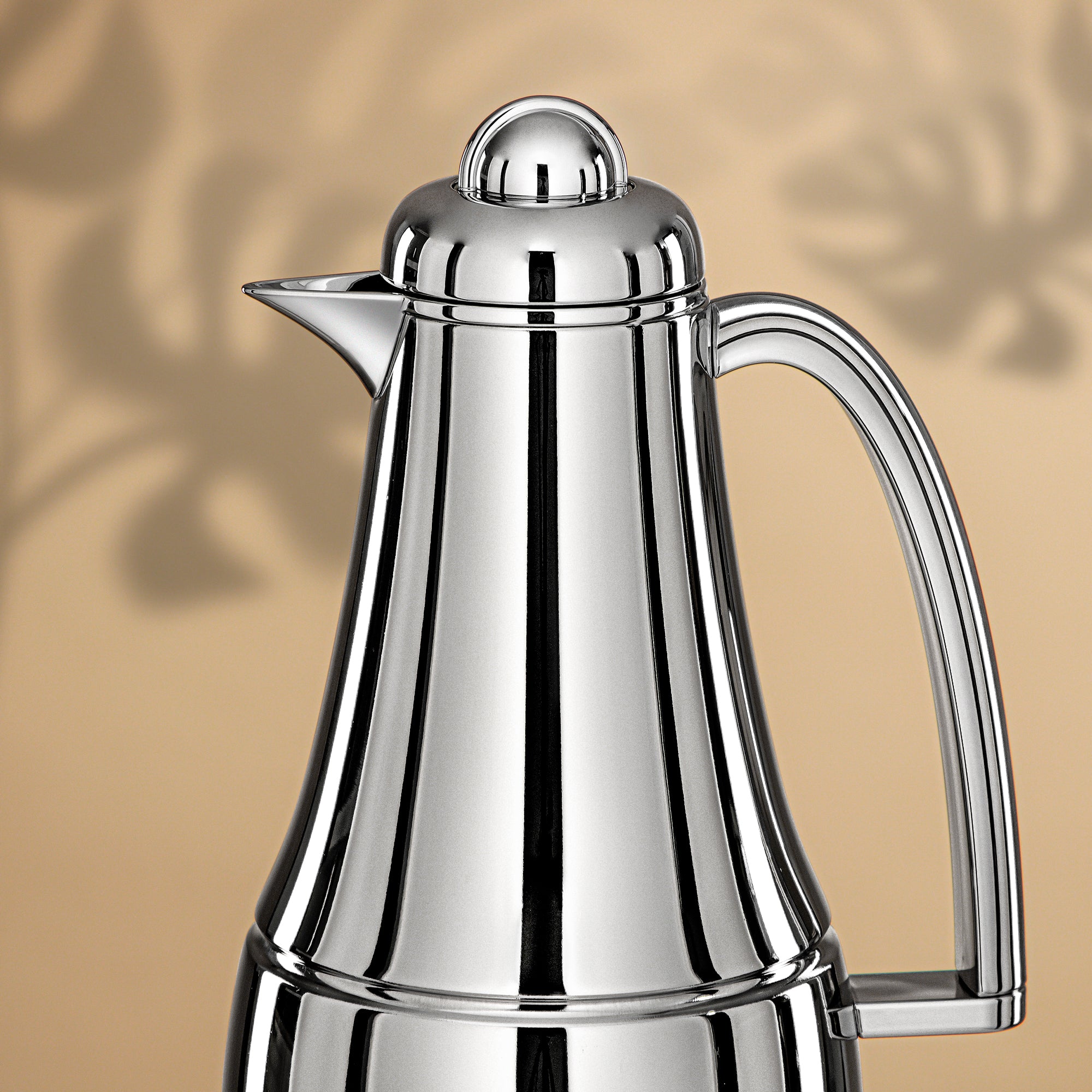 طقم ترامس المرجان FG825AB-100 ALLC معدن بلمعة فضية مرآة 1 لتر + 1 لتر مع زر ضغط وطبقة داخلية زجاجية