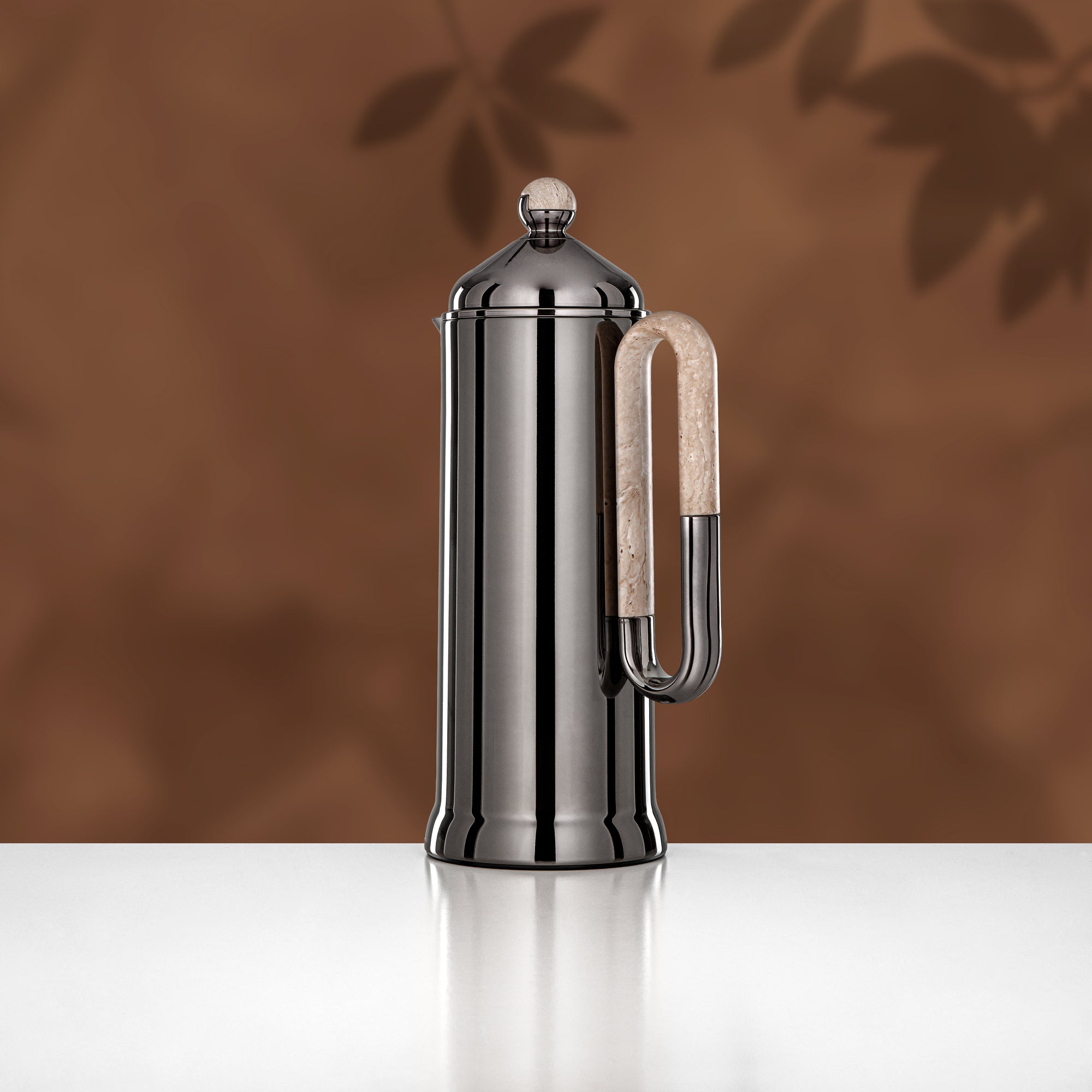 Almarjan 2 Pieces Vacuum Flask Set, Gun Black & Travertine Marble
