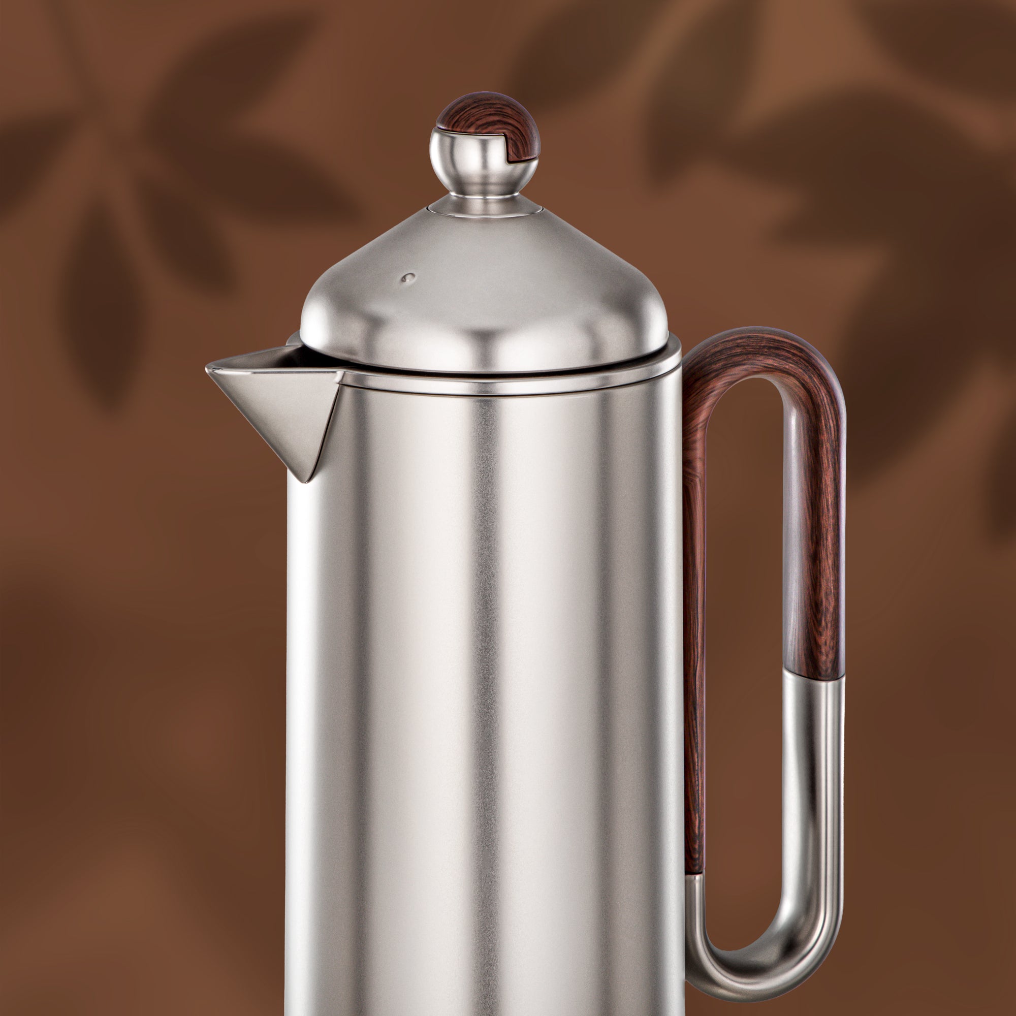 Almarjan 2 Pieces Vacuum Flask Set, Matt Nickel & Dark Wood