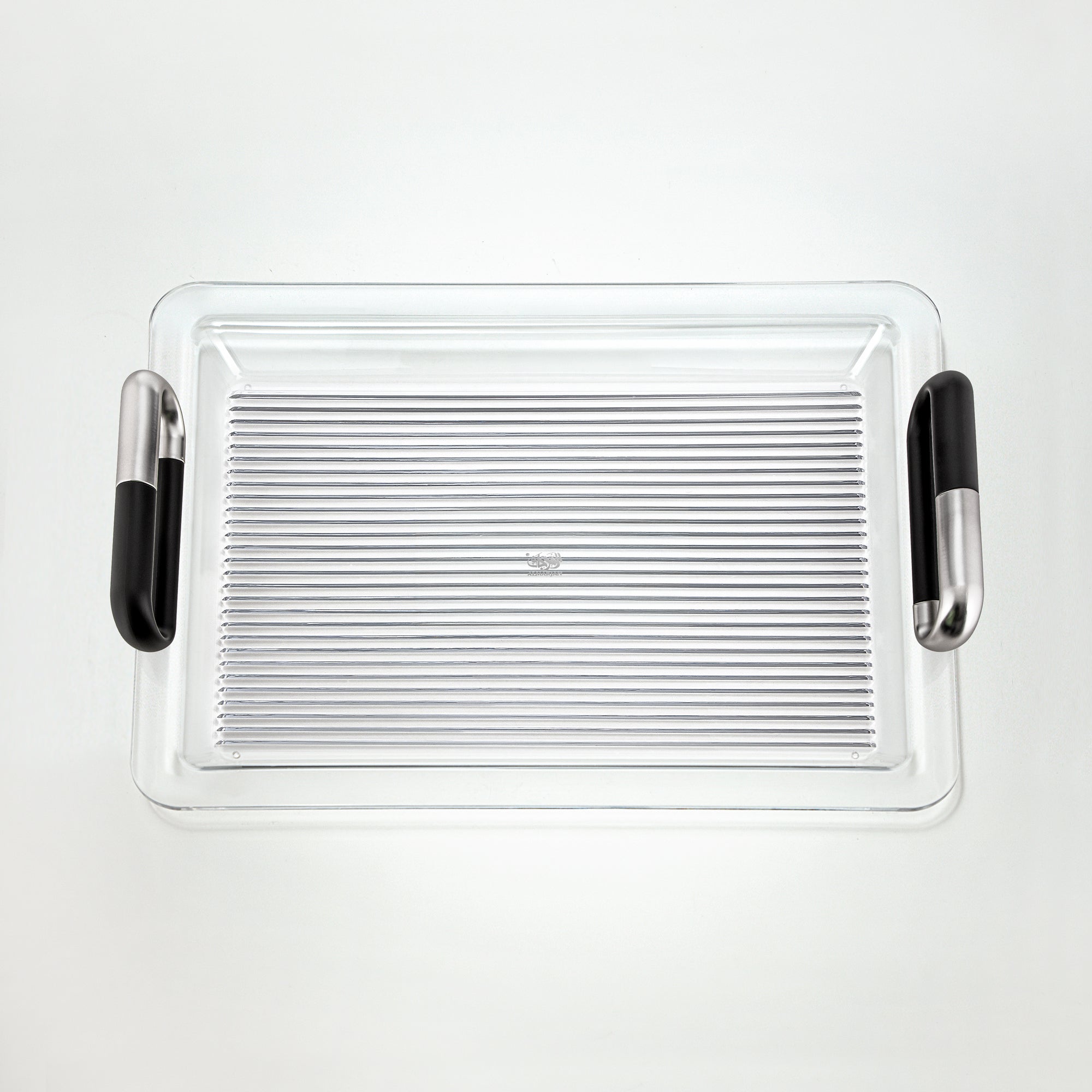 Almarjan 50 cm Acrylic Serving Tray, Matt Nickel & Black