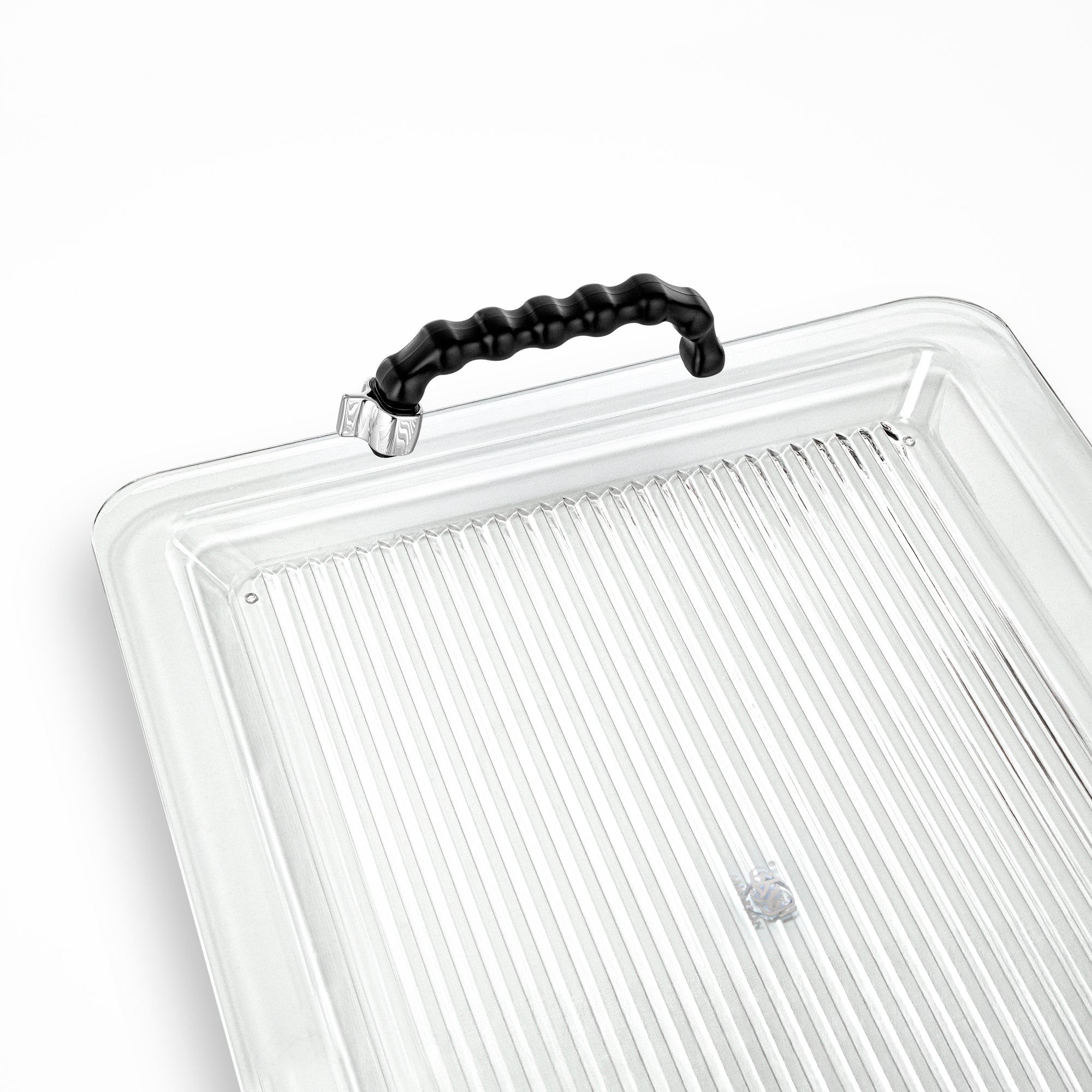 Almarjan 50 cm Acrylic Serving Tray, Silver & Black