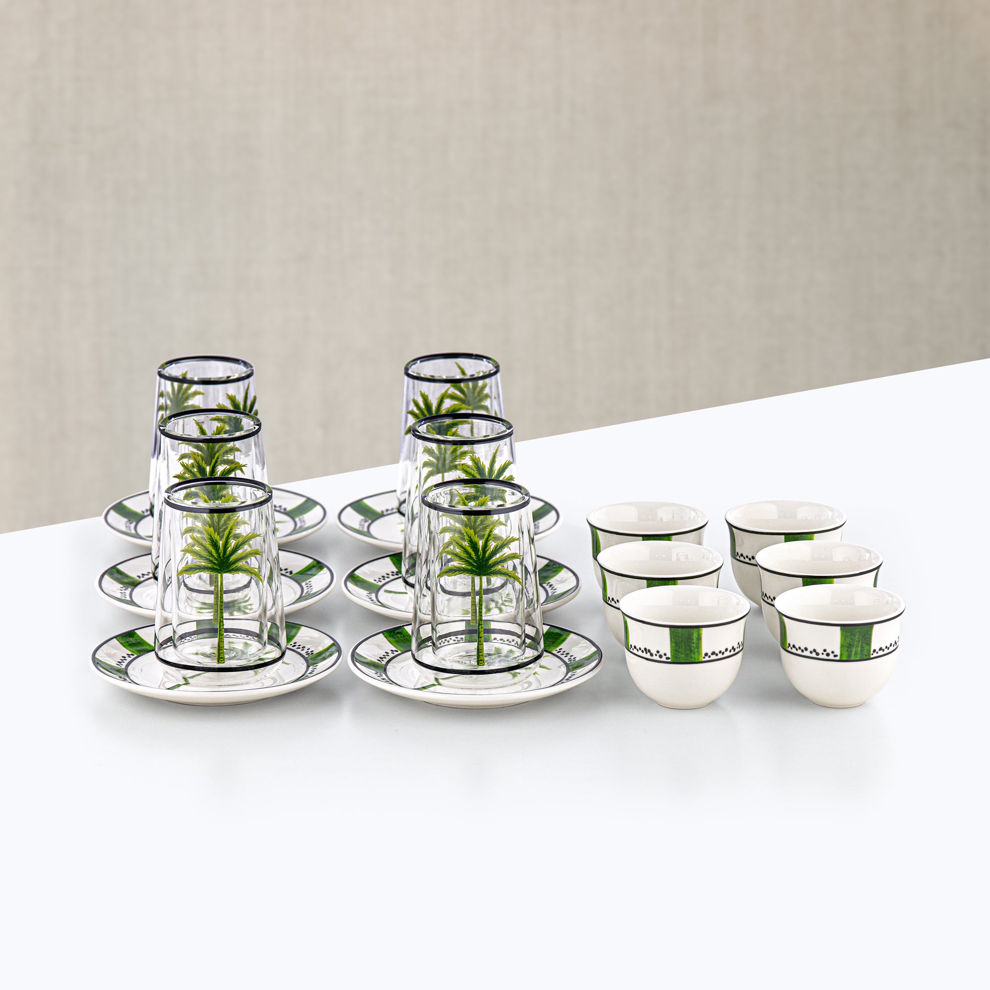 طقم تيرموس المرجان مع إبريق شاي، 20 قطعة، فضي مع لمسات فيروزيّة