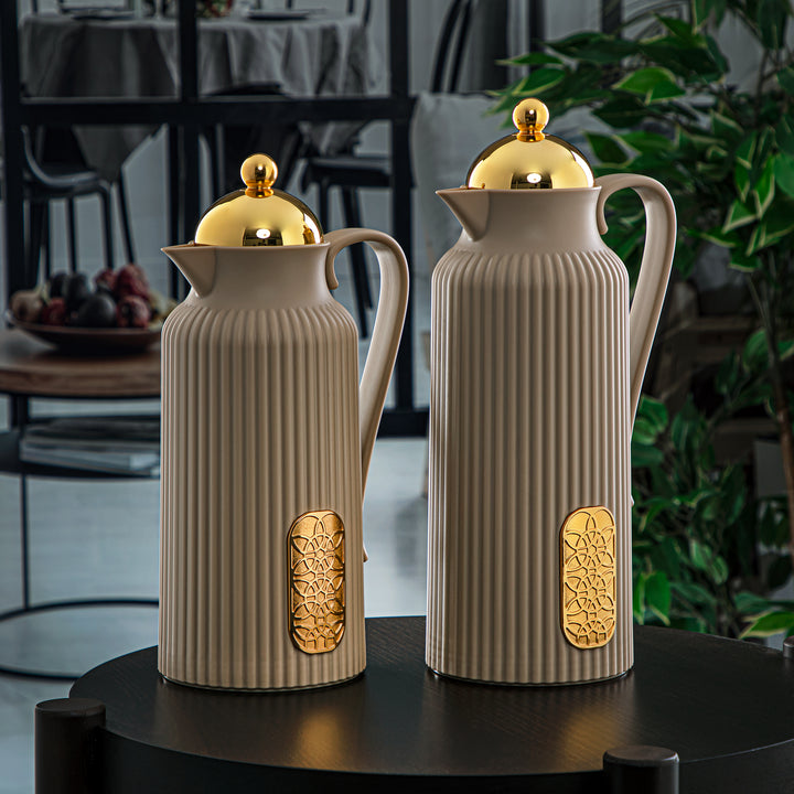 Almarjan 2 Pieces Vacuum Flask Set Sandy & Gold - GT105-070/100 SD/G